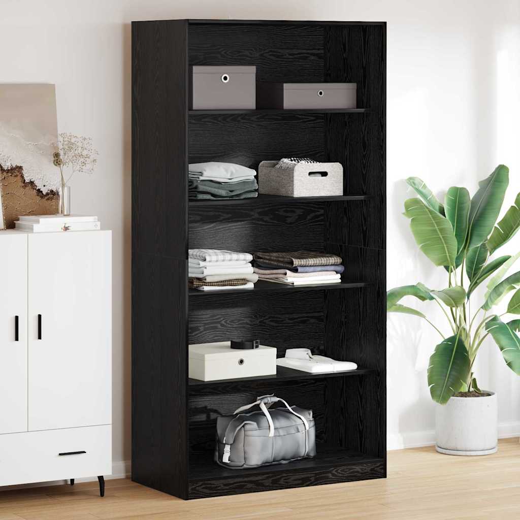 Dulap cu raft Stejar Negru 100 x 50 x 200 cm Lemn compozit — imaginea 2