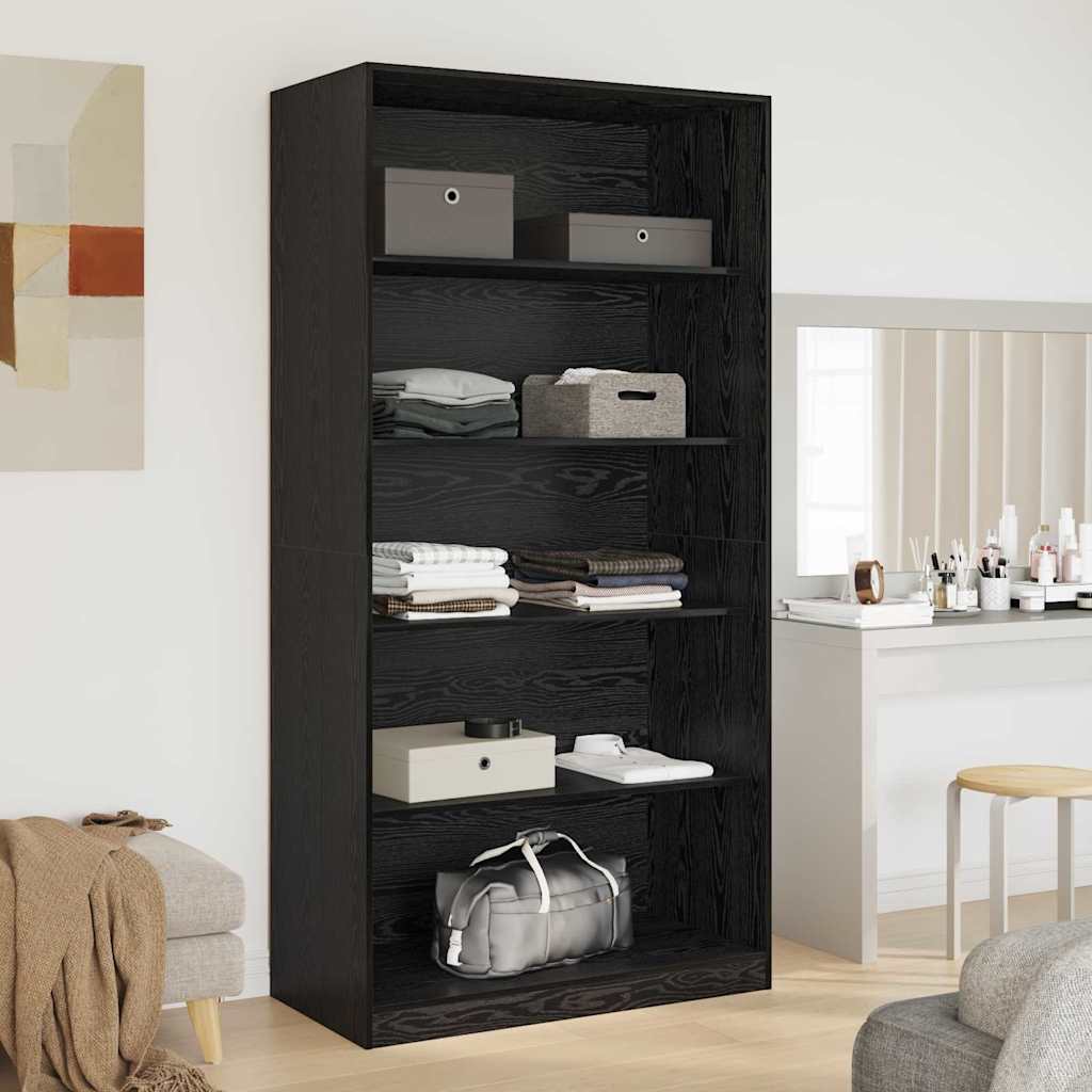 Dulap cu raft Stejar Negru 100 x 50 x 200 cm Lemn compozit — imaginea 5