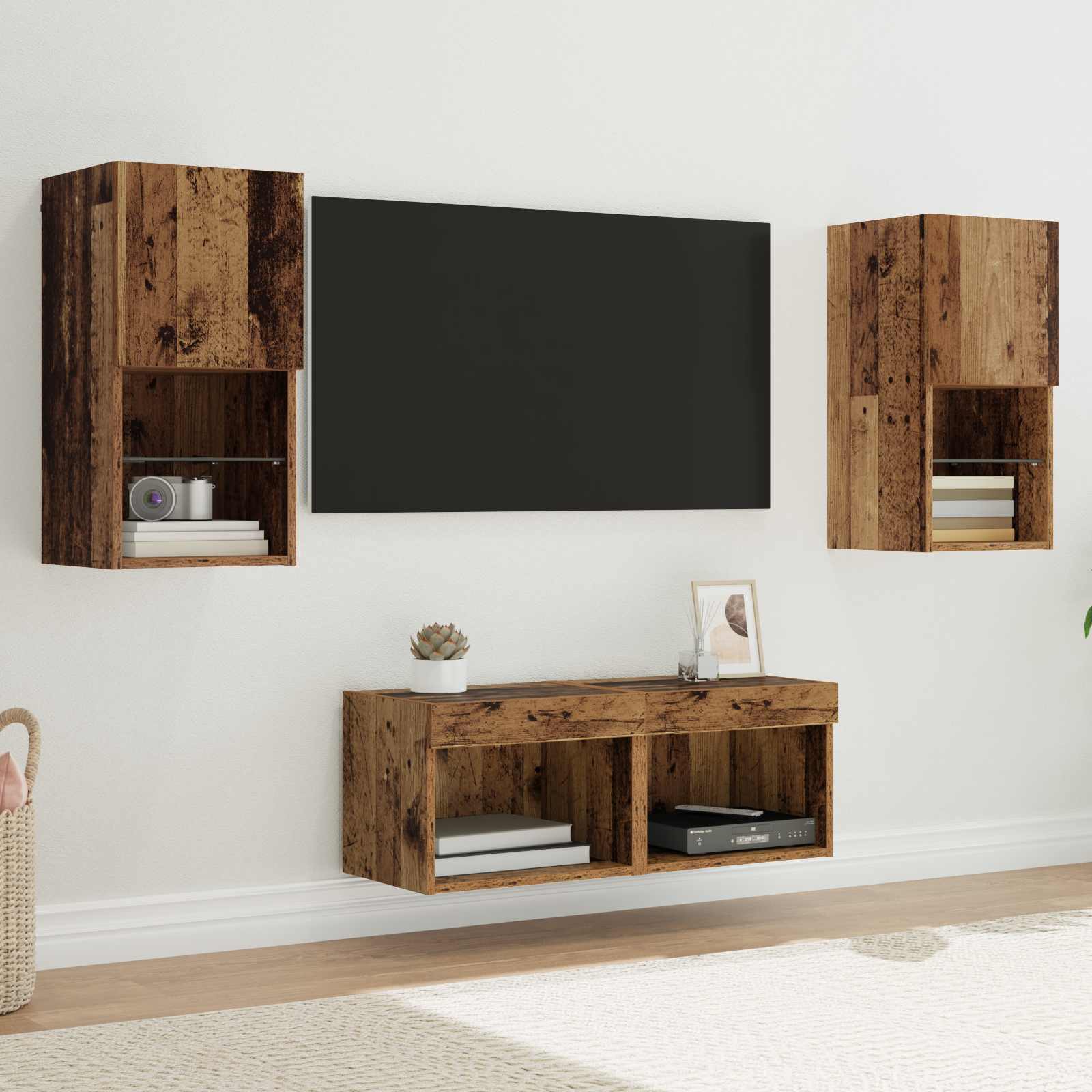 Dulapuri pentru TV Pe perete 4 pcs Lemn Vechi 30,5 x 30 x 60 cm — imaginea 2