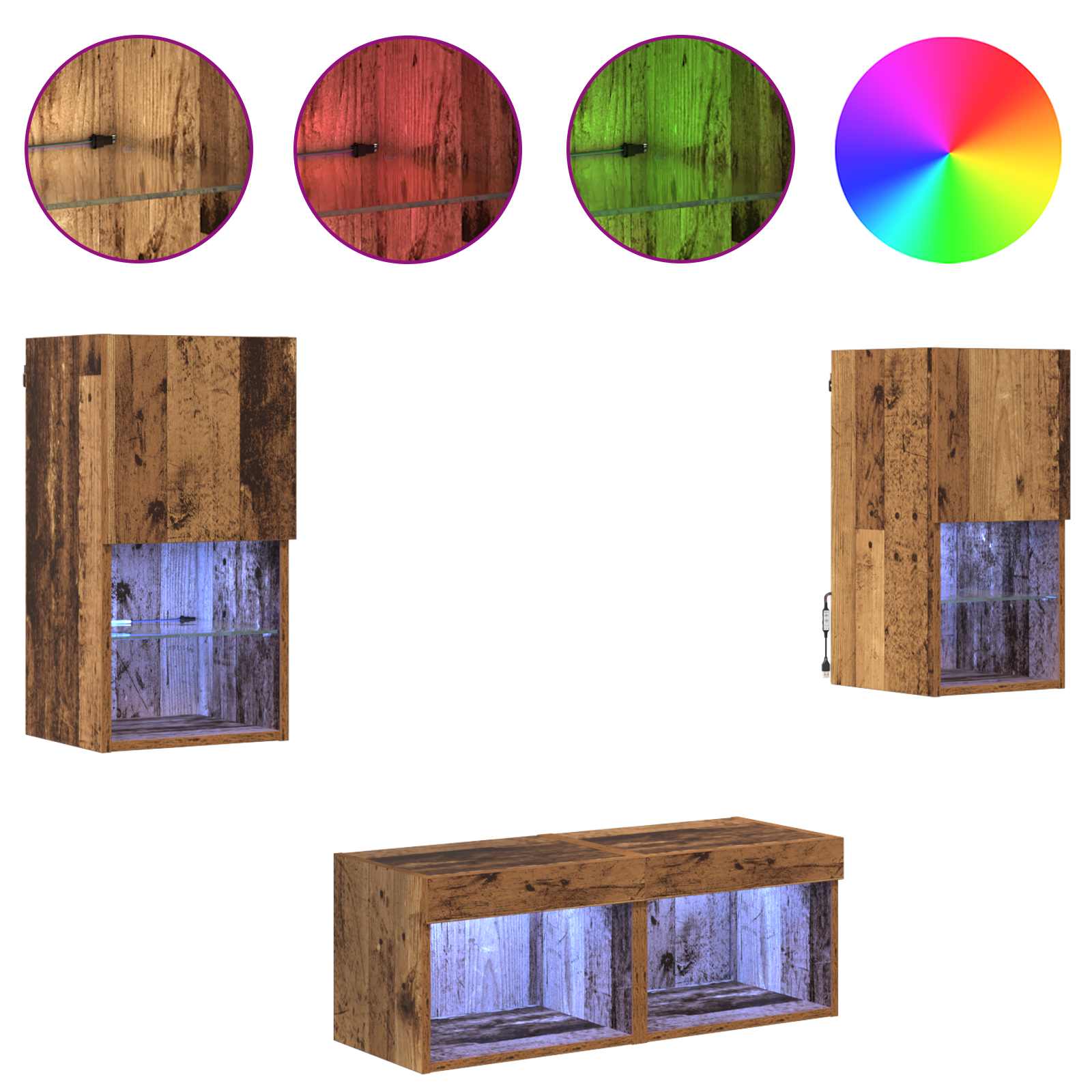 Dulapuri pentru TV Pe perete 4 pcs Lemn Vechi 30,5 x 30 x 60 cm — imaginea 4