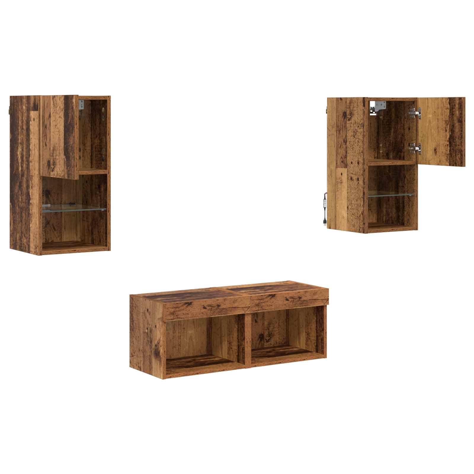 Dulapuri pentru TV Pe perete 4 pcs Lemn Vechi 30,5 x 30 x 60 cm — imaginea 8
