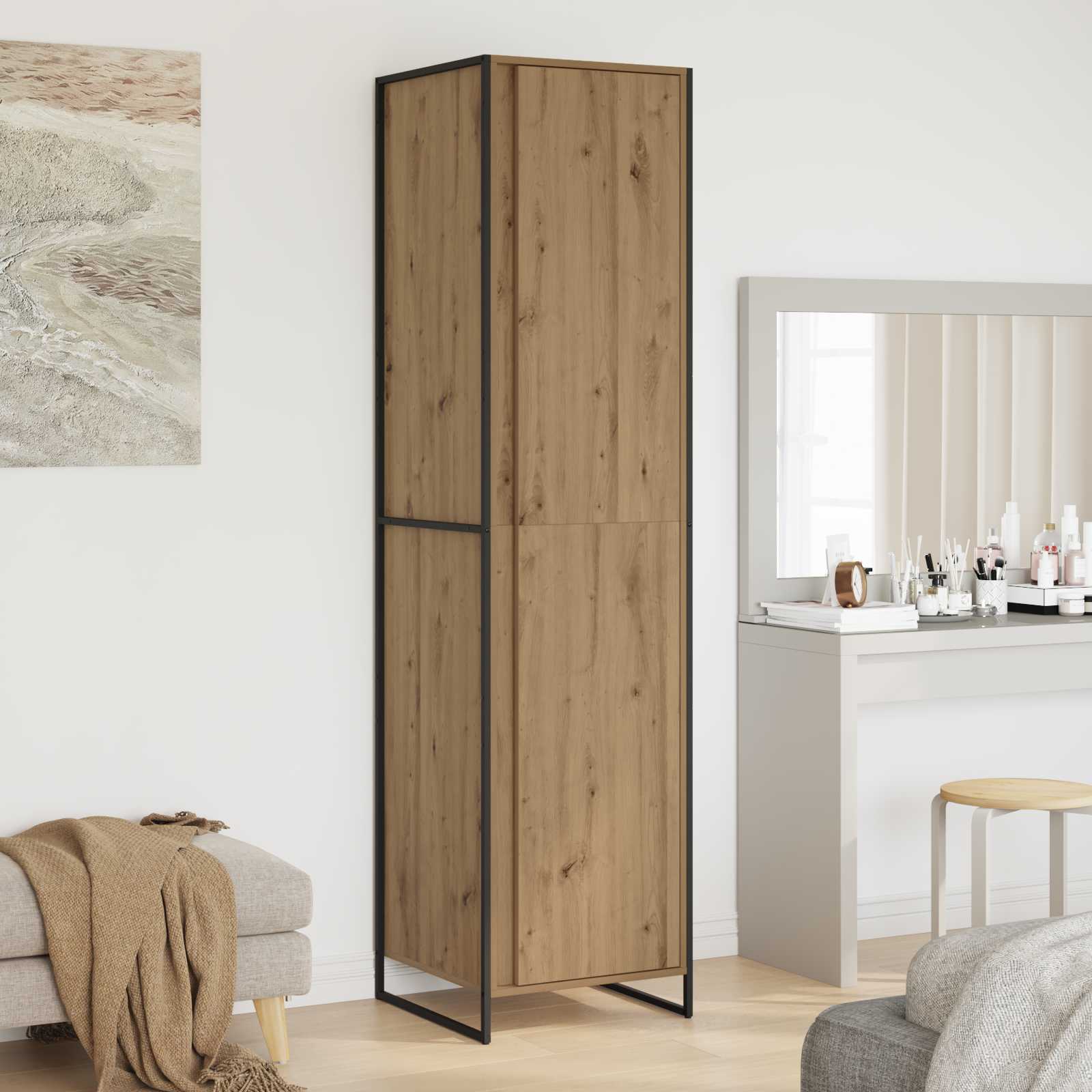 Dressing 2 pcs Stejar artizanal 50 x 50 x 200 cm Lemn compozit — imaginea 2