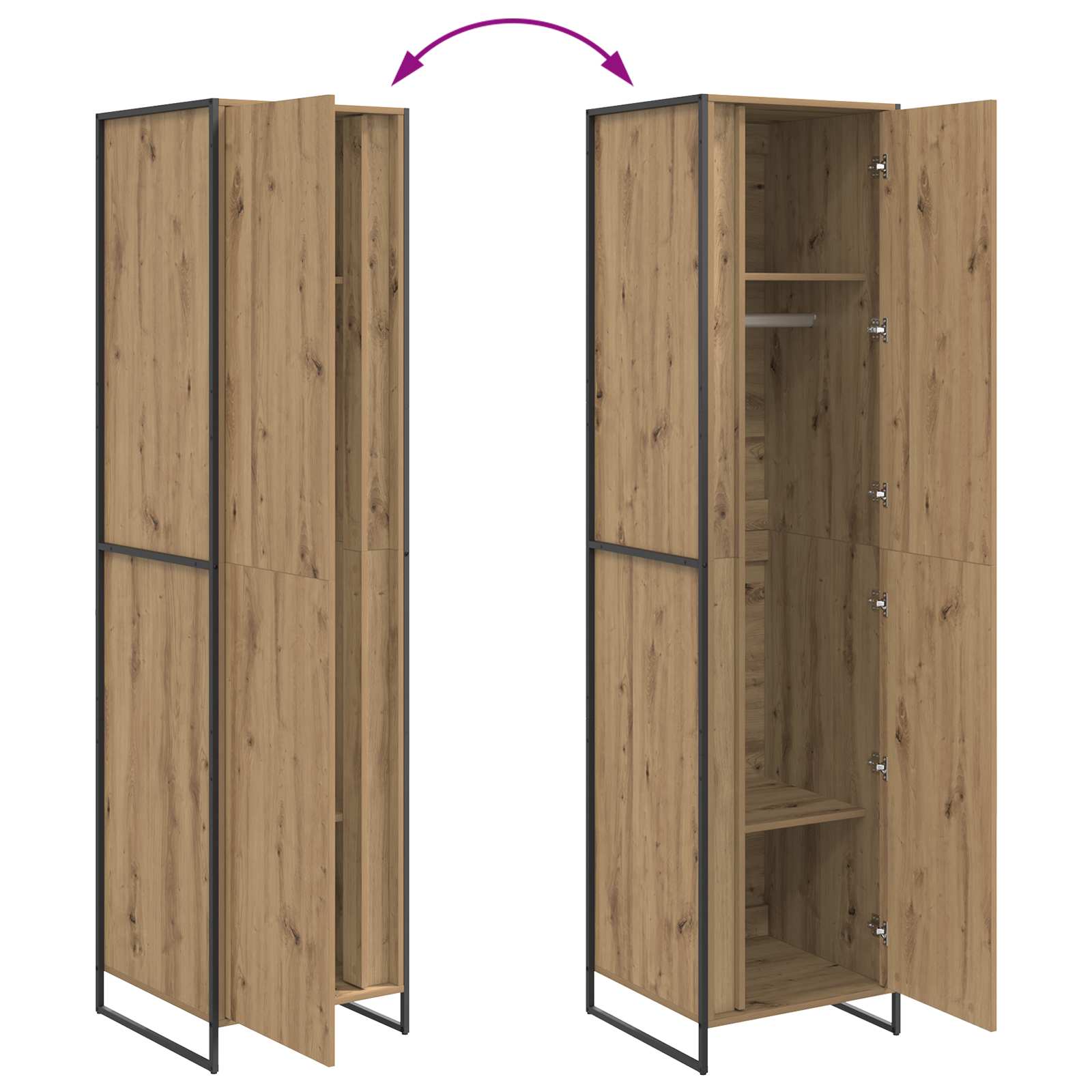 Dressing 2 pcs Stejar artizanal 50 x 50 x 200 cm Lemn compozit — imaginea 11