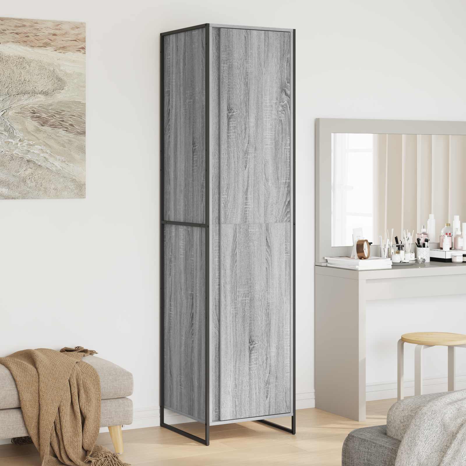 Dressing cu usa 2 pcs Gri Sonoma 50 x 50 x 200 cm Lemn compozit — imaginea 2