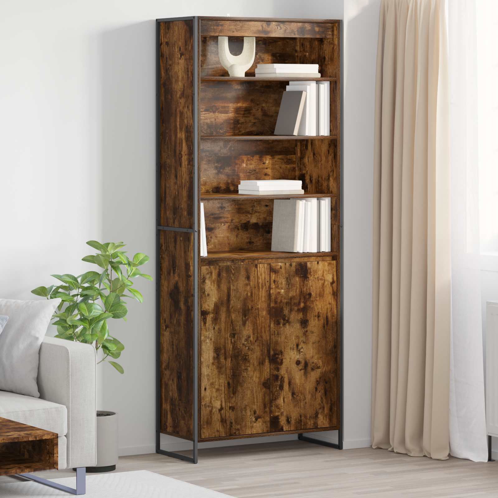 Dulapuri Inalte 2 pcs Stejar fumuriu 60 x 36 x 300 cm — imaginea 2