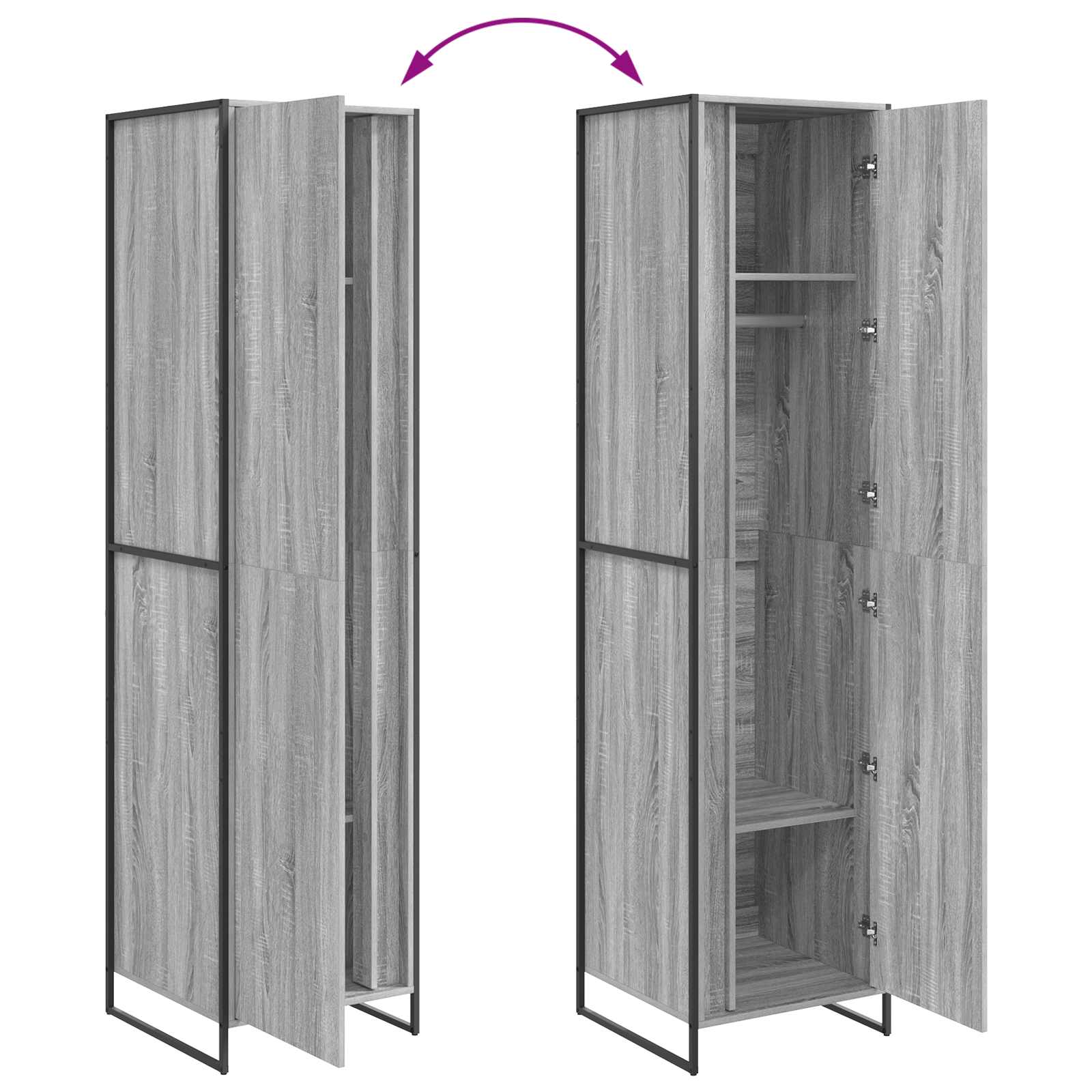 Dressing cu usa 2 pcs Gri Sonoma 50 x 50 x 200 cm Lemn compozit — imaginea 11