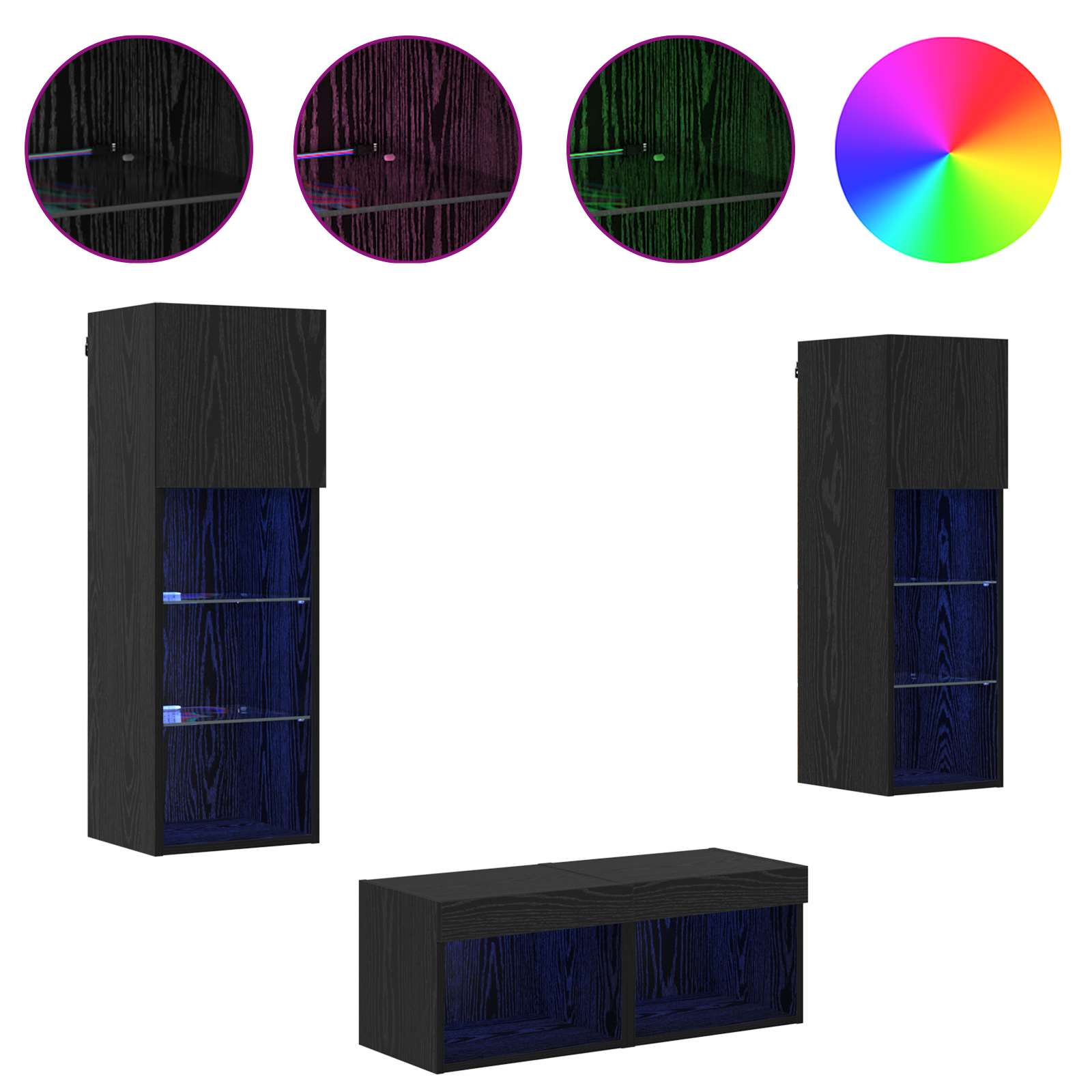Dulapuri pentru TV Pe perete 4 pcs Stejar Negru 40 x 30 x 30 cm — imaginea 4