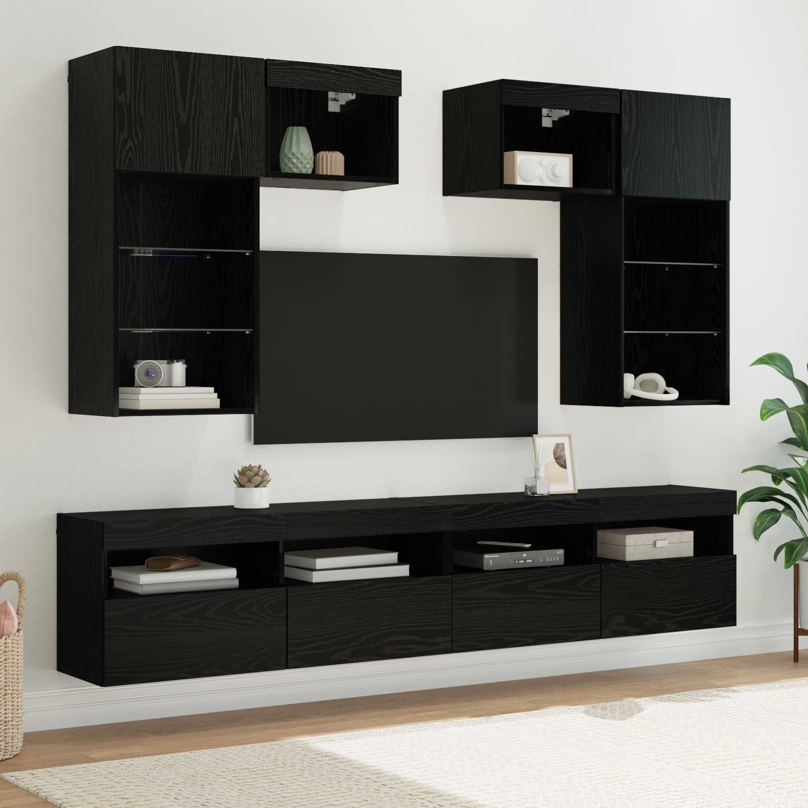 Unitati pentru Pereti de TV Pe perete 6 pcs Stejar Artizanal — imaginea 2