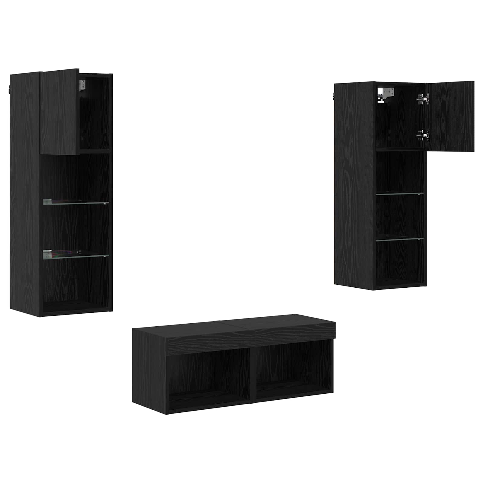 Dulapuri pentru TV Pe perete 4 pcs Stejar Negru 40 x 30 x 30 cm — imaginea 8