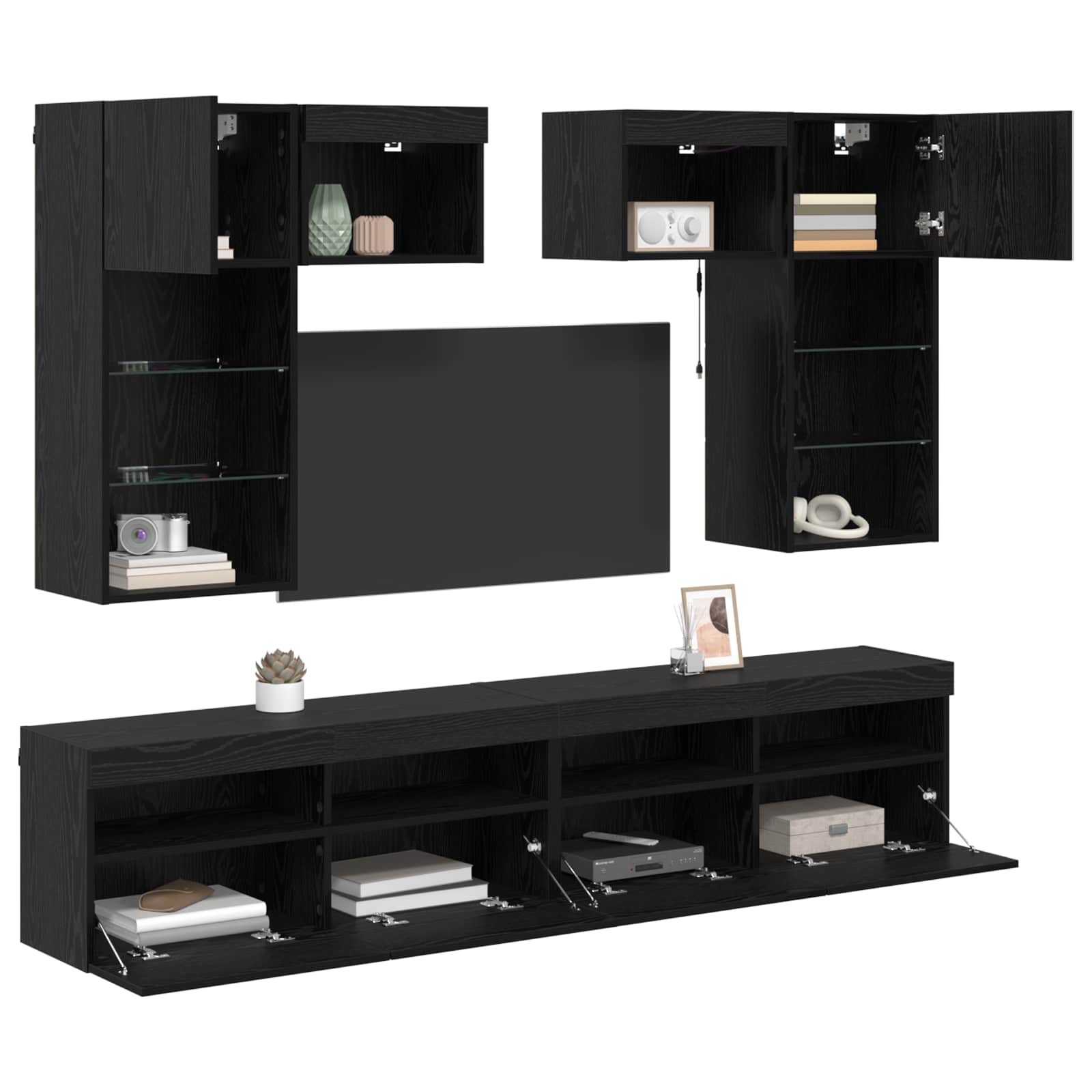 Unitati pentru Pereti de TV Pe perete 6 pcs Stejar Artizanal — imaginea 3