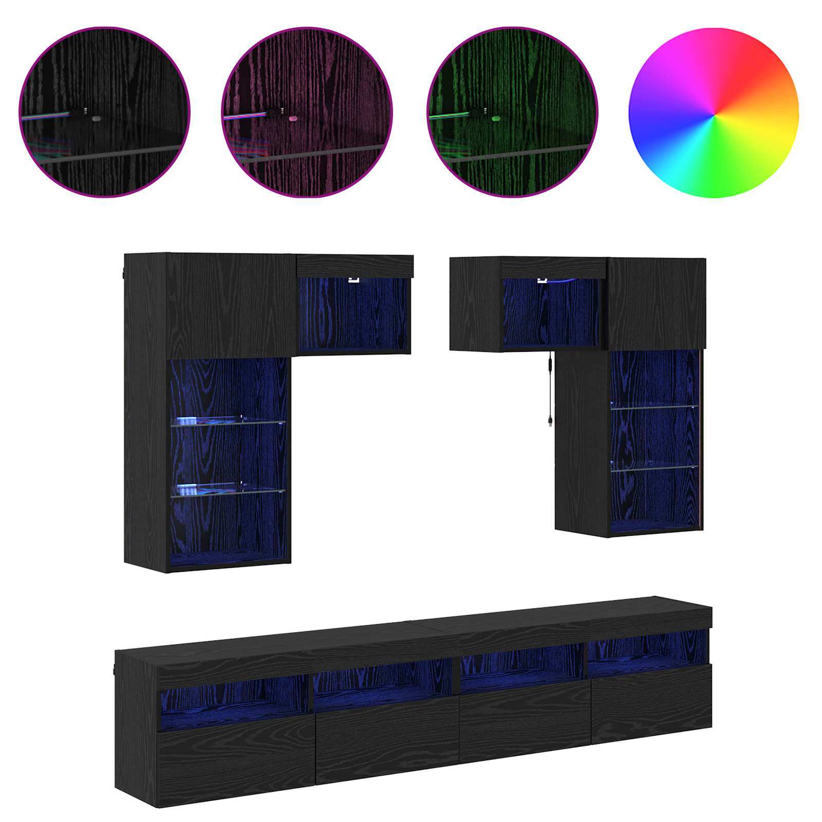 Unitati pentru Pereti de TV Pe perete 6 pcs Stejar Artizanal — imaginea 4