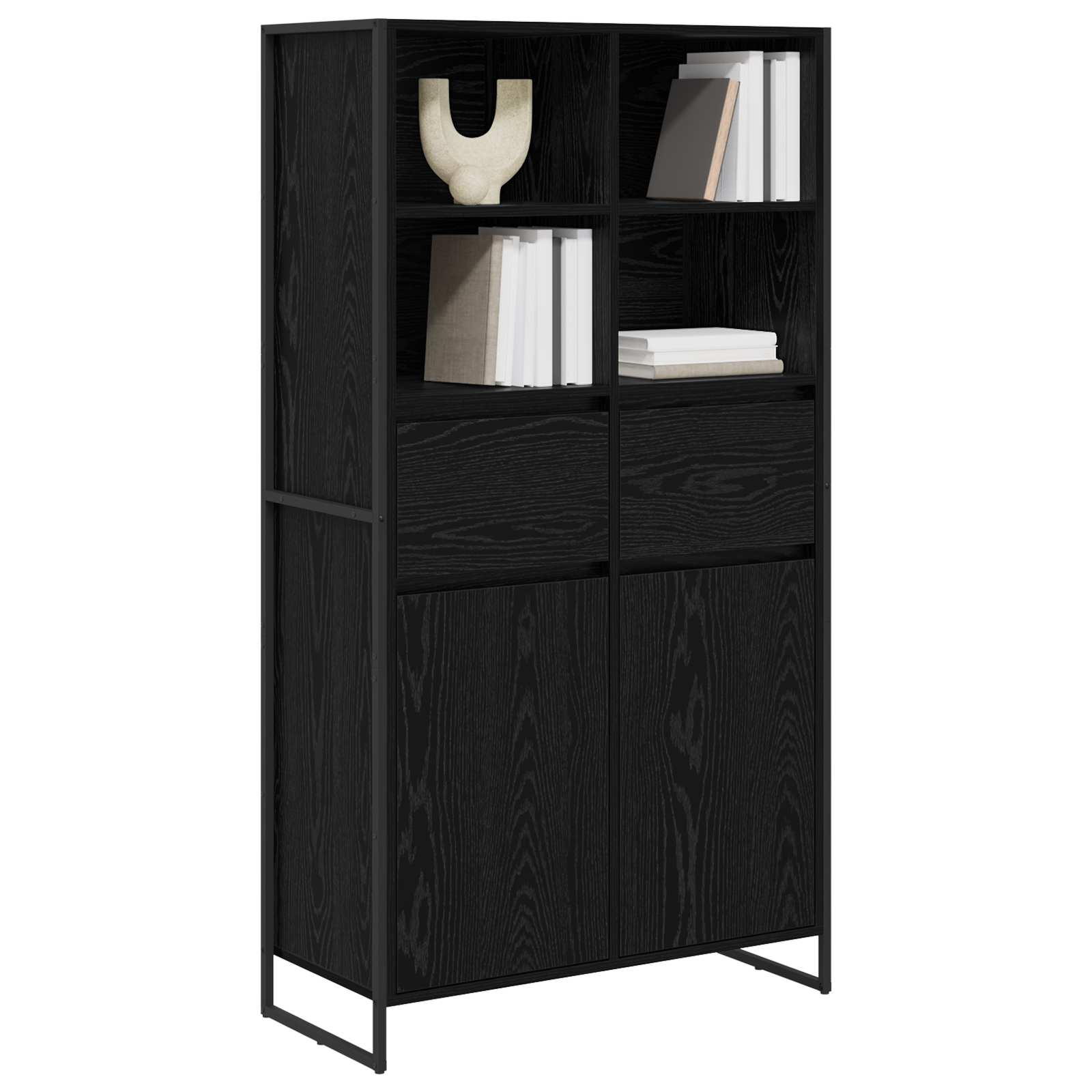 Bufet 2 pcs Stejar Negru 81 x 36 x 150.5 cm Lemn compozit — imaginea 3