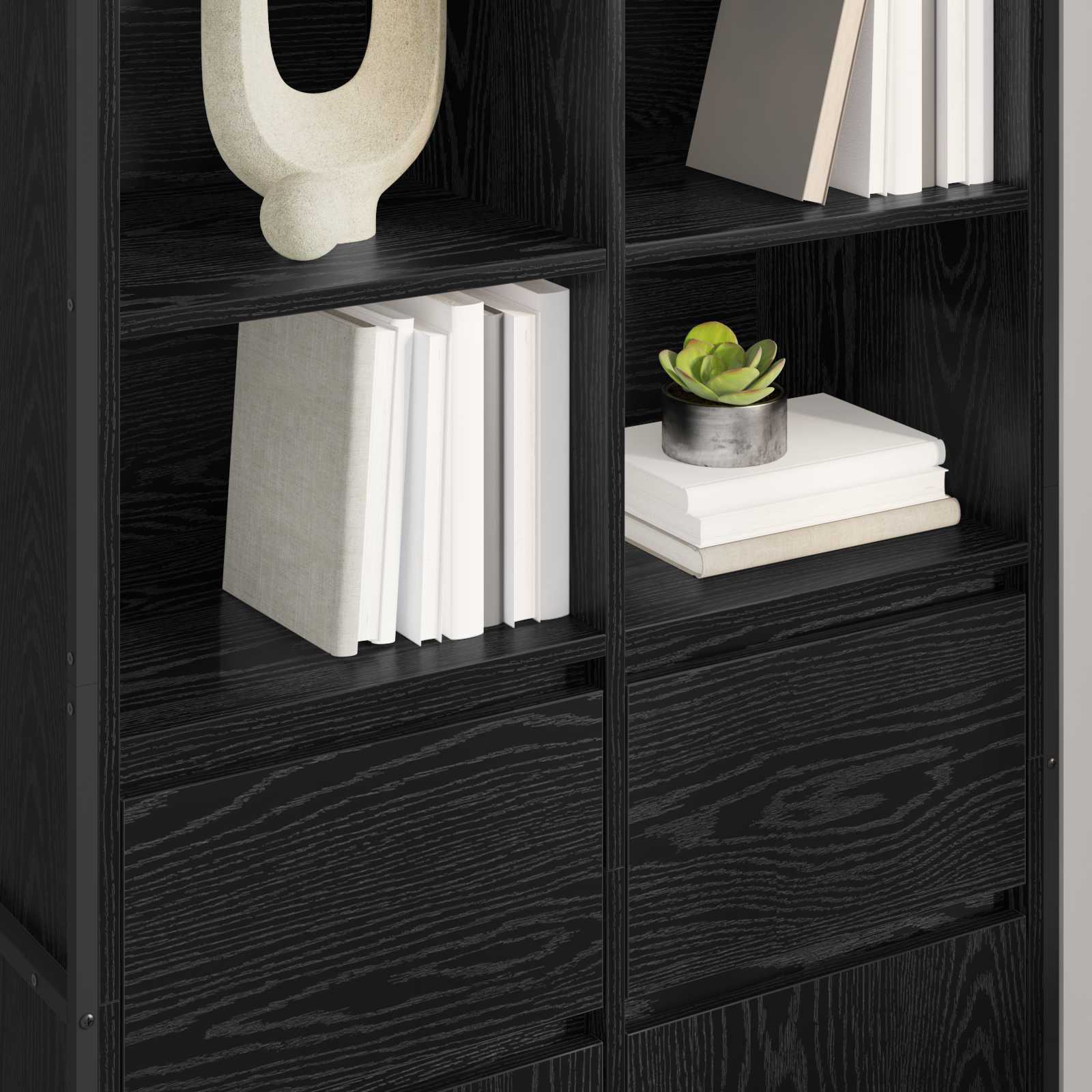 Bufet 2 pcs Stejar Negru 81 x 36 x 150.5 cm Lemn compozit — imaginea 4