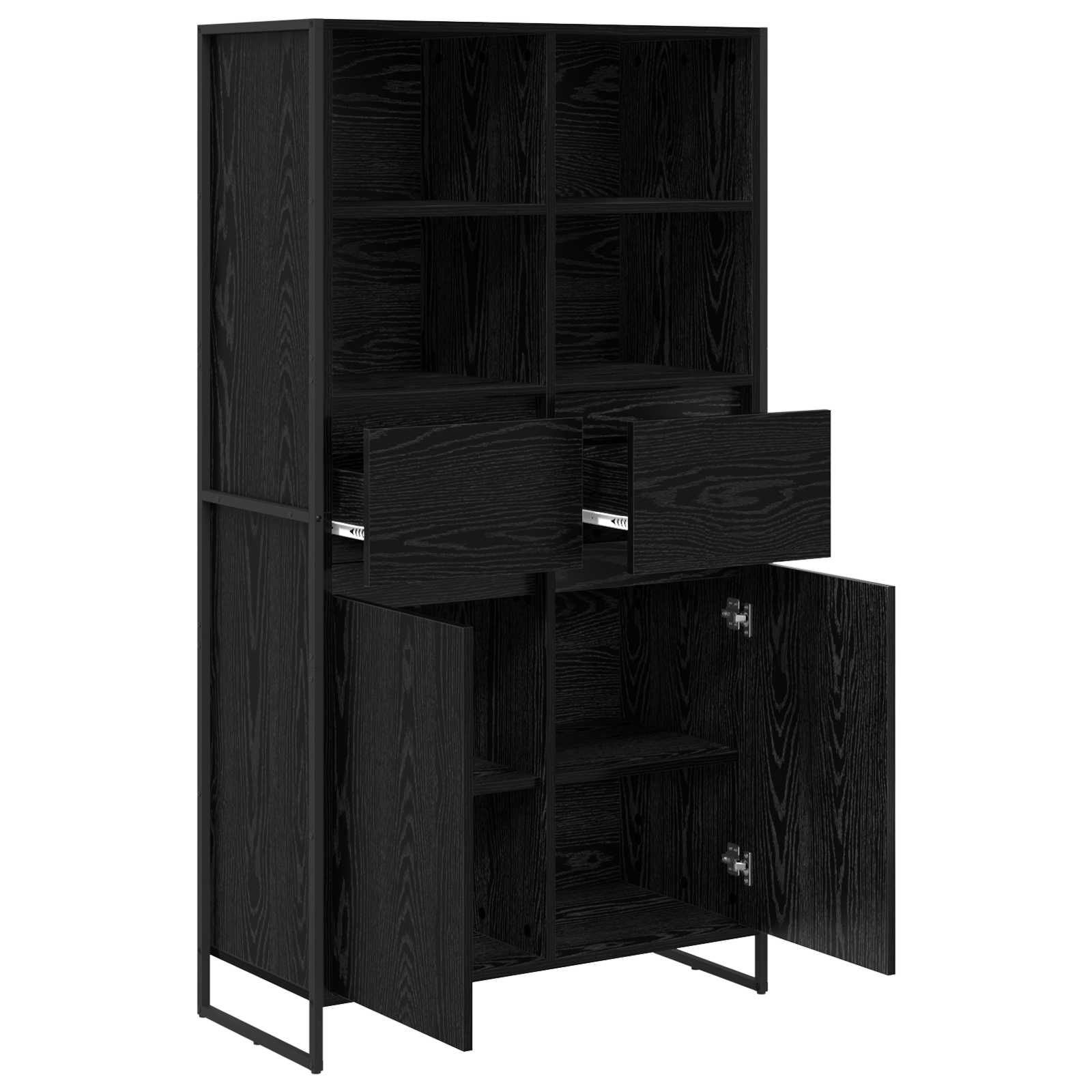 Bufet 2 pcs Stejar Negru 81 x 36 x 150.5 cm Lemn compozit — imaginea 5