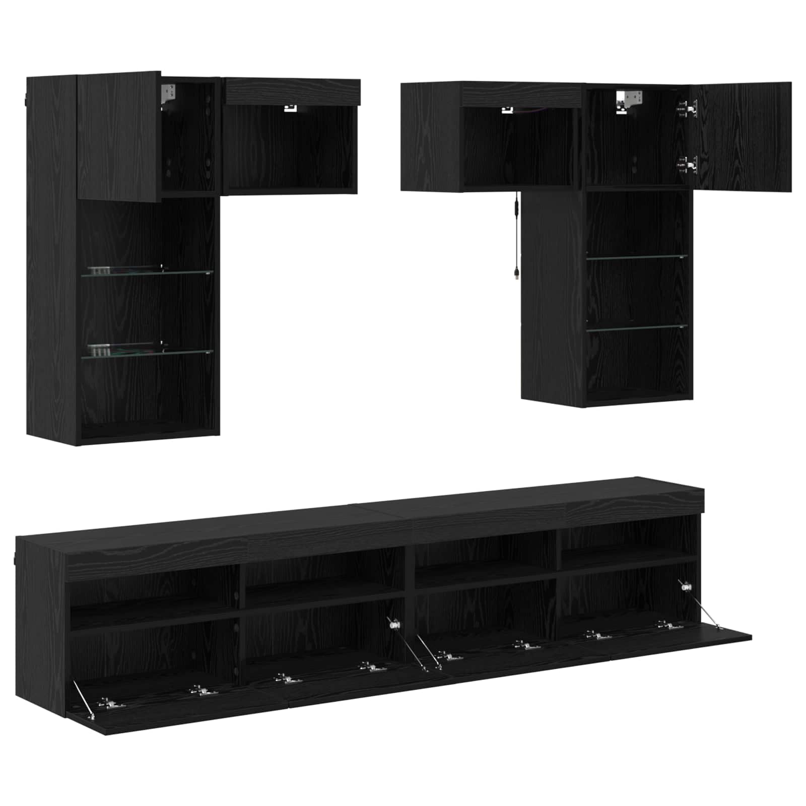 Unitati pentru Pereti de TV Pe perete 6 pcs Stejar Artizanal — imaginea 9