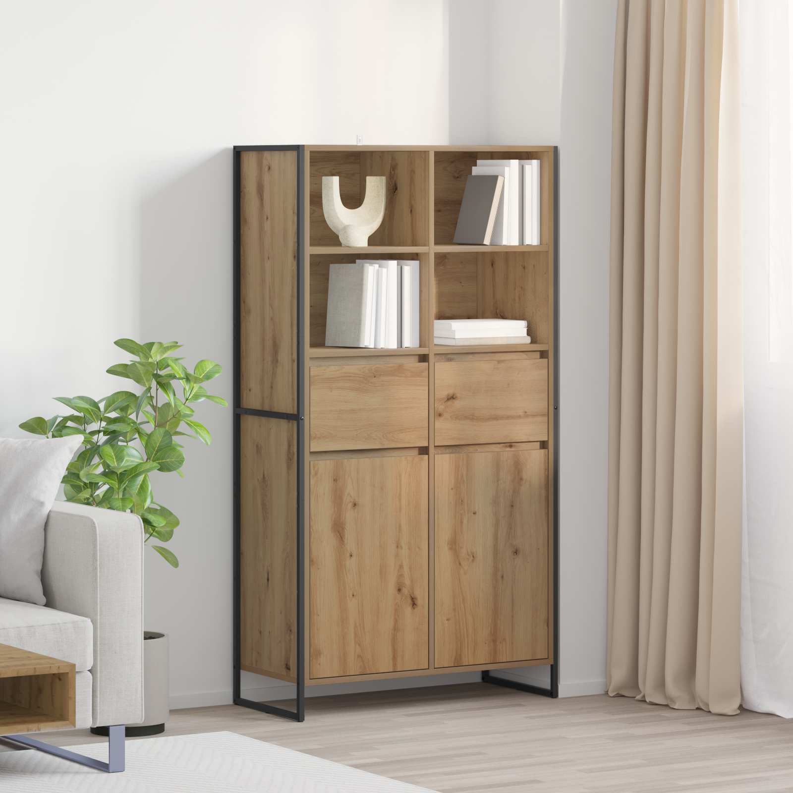 Bufet 2 pcs Stejar artizanal 81 x 36 x 150.5 cm Lemn compozit — imaginea 2