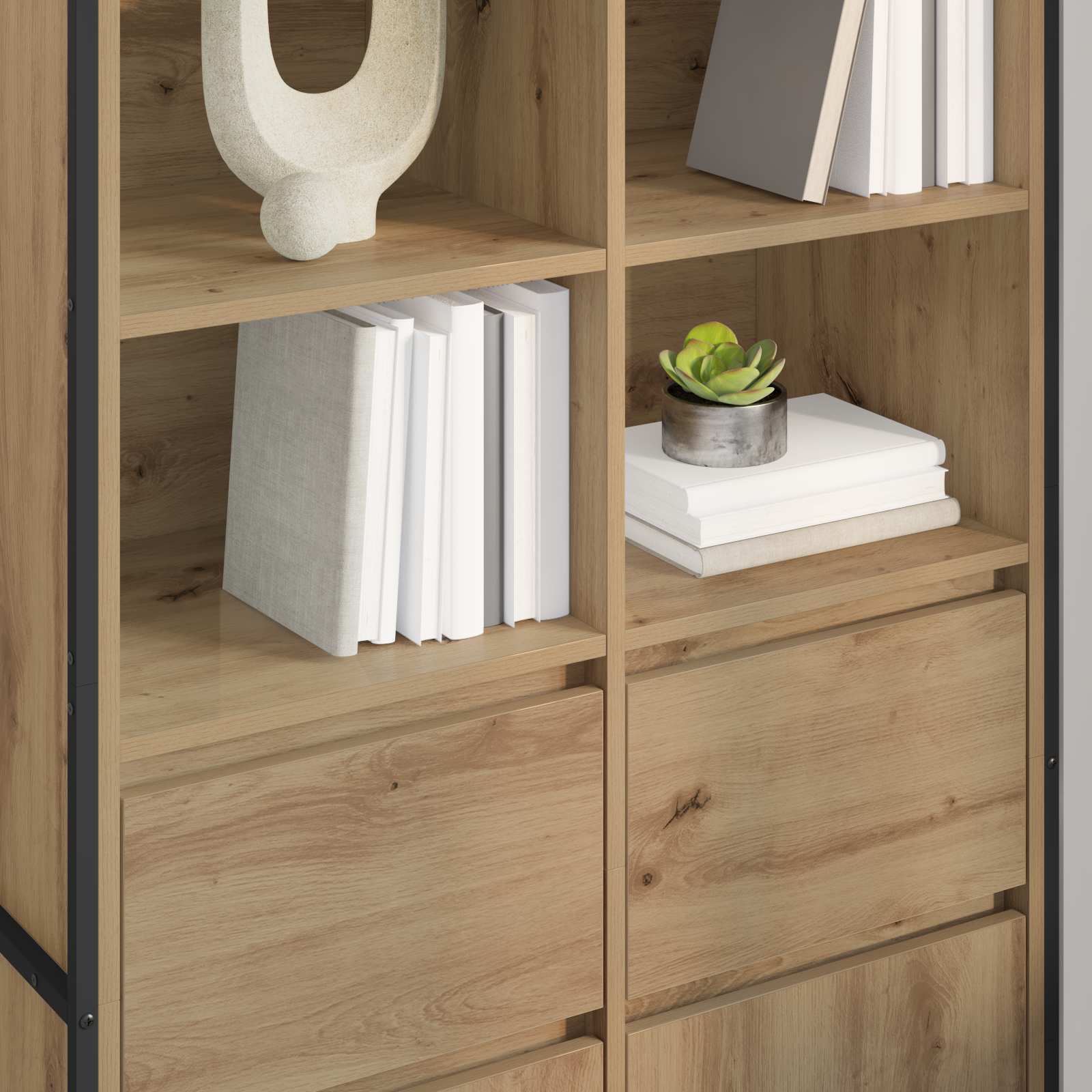 Bufet 2 pcs Stejar artizanal 81 x 36 x 150.5 cm Lemn compozit — imaginea 4