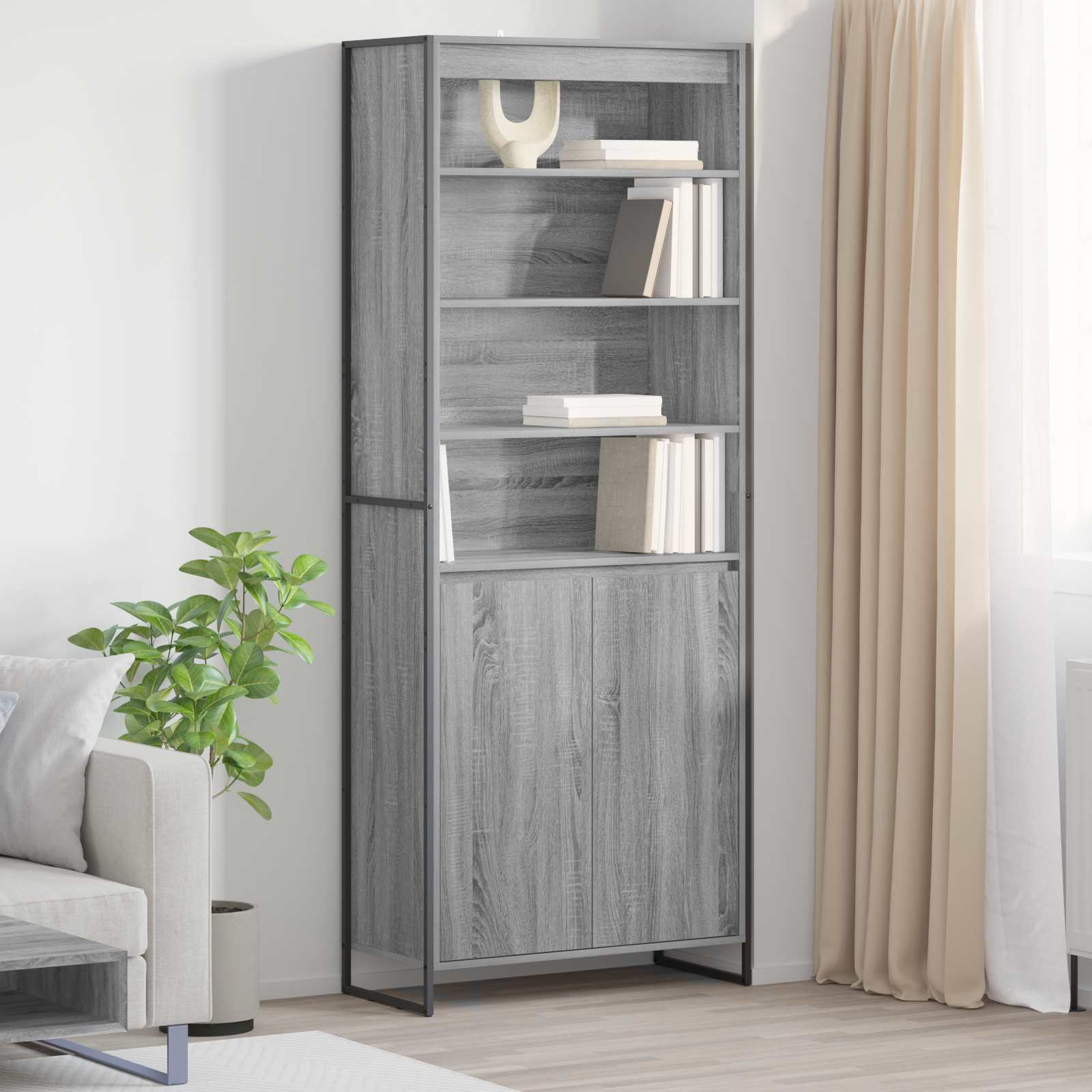Dulapuri Inalte 2 pcs Gri Sonoma 60 x 36 x 300 cm Lemn compozit — imaginea 2