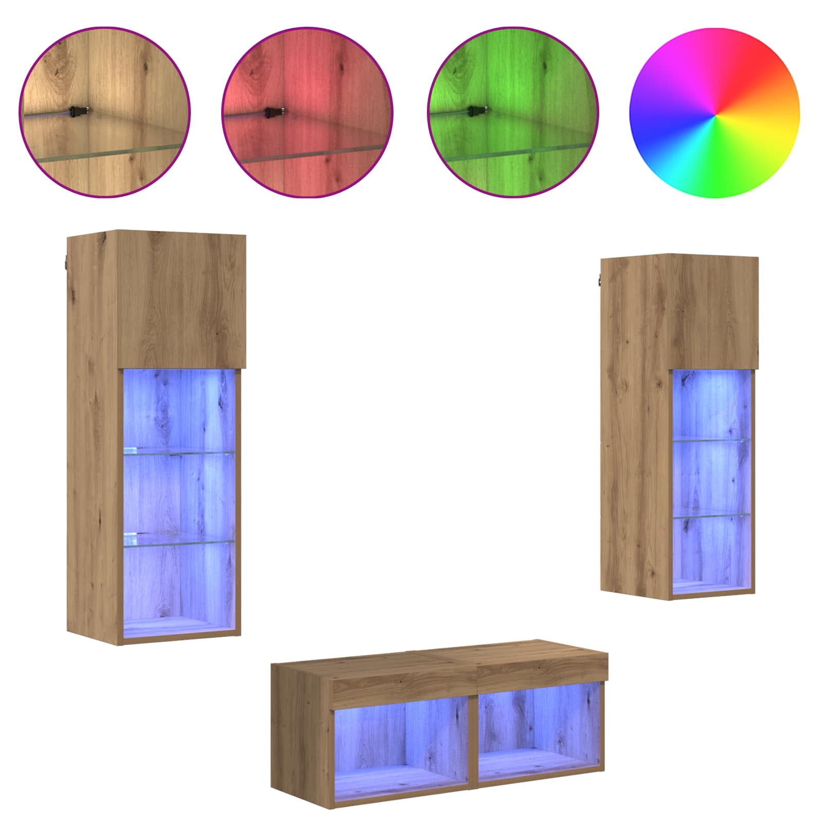 Dulapuri pentru TV Pe perete 4 pcs Stejar Negru 40 x 30 x 30 cm — imaginea 4