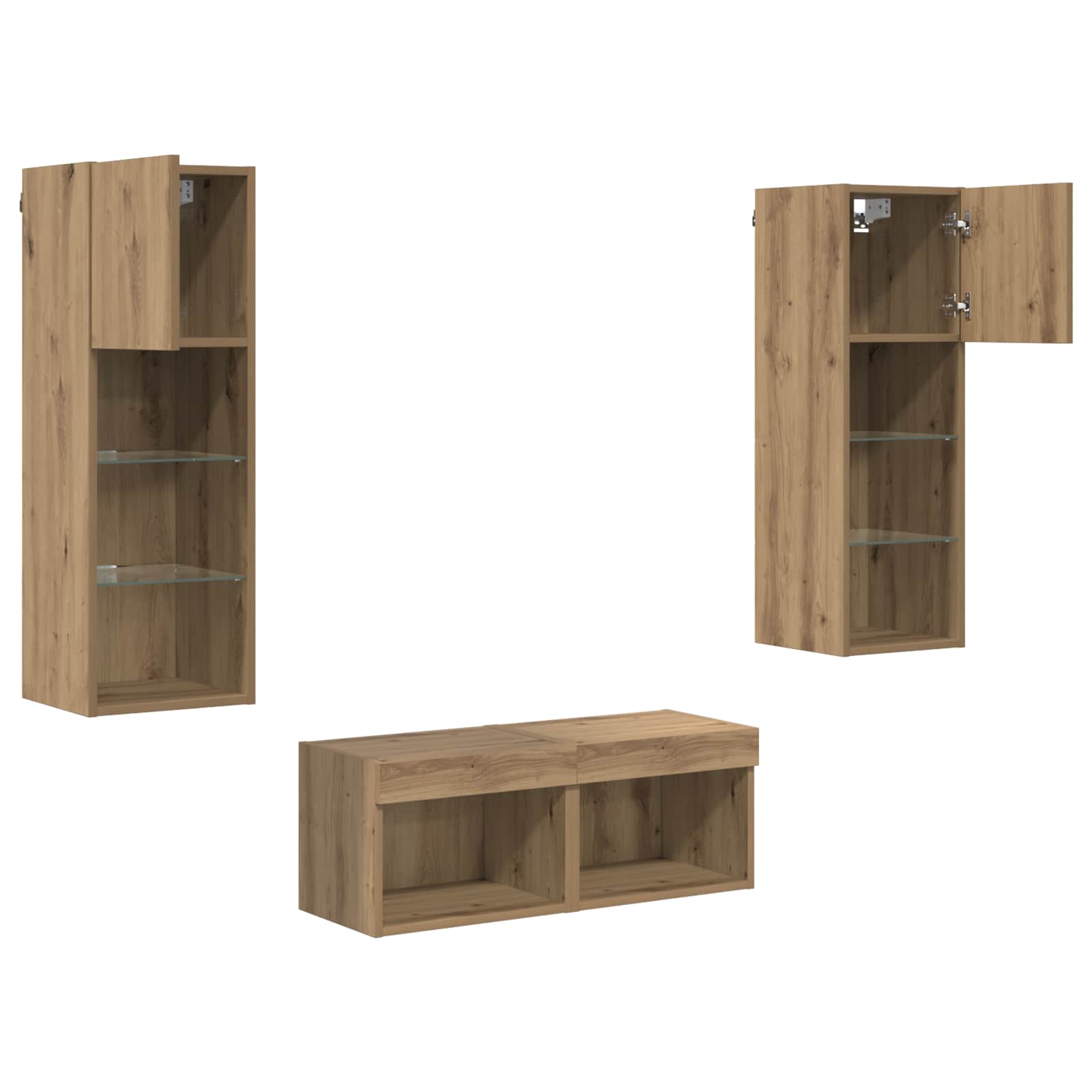 Dulapuri pentru TV Pe perete 4 pcs Stejar Negru 40 x 30 x 30 cm — imaginea 8