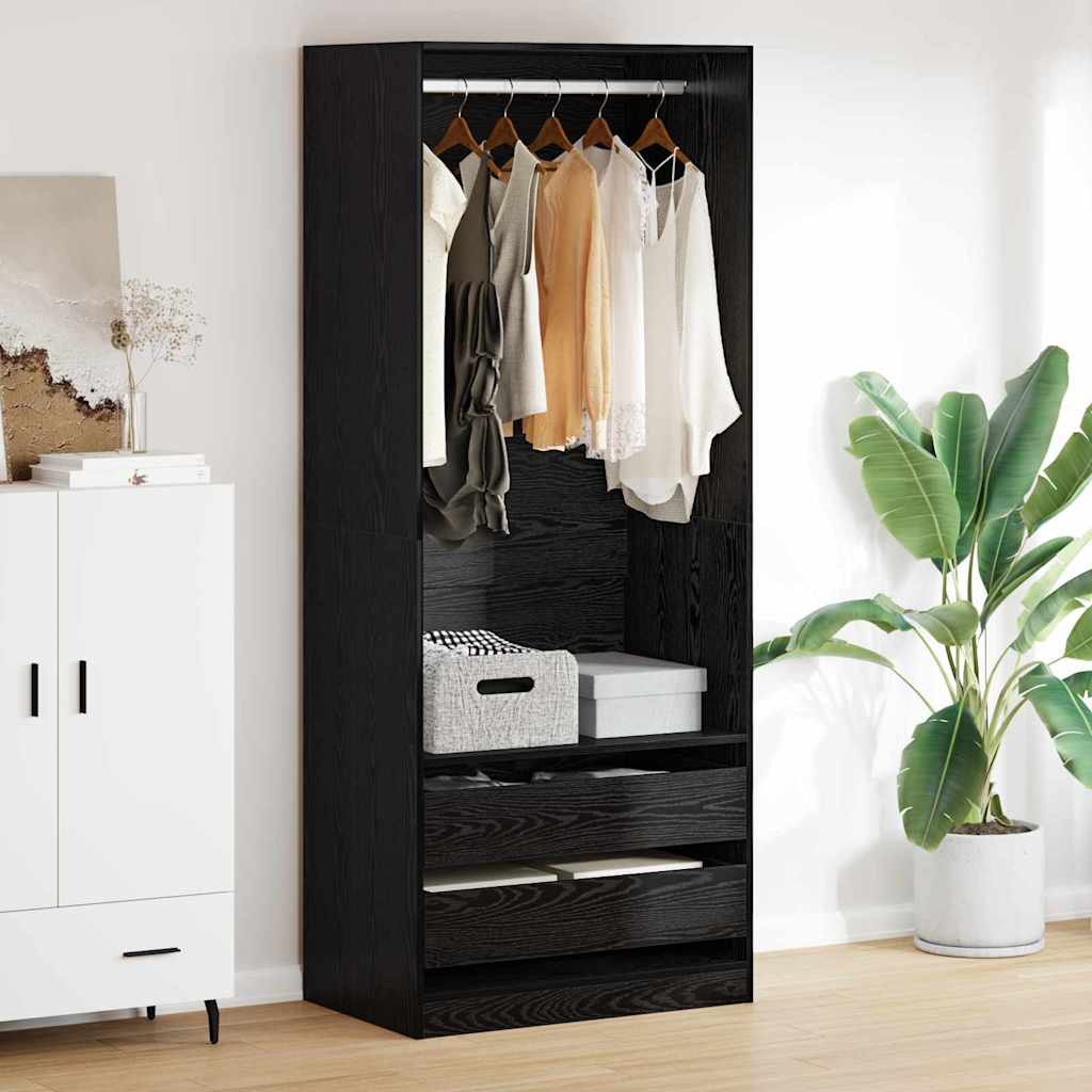 Dulap cu sertar Stejar Negru 80 x 50 x 200 cm Lemn compozit — imaginea 2