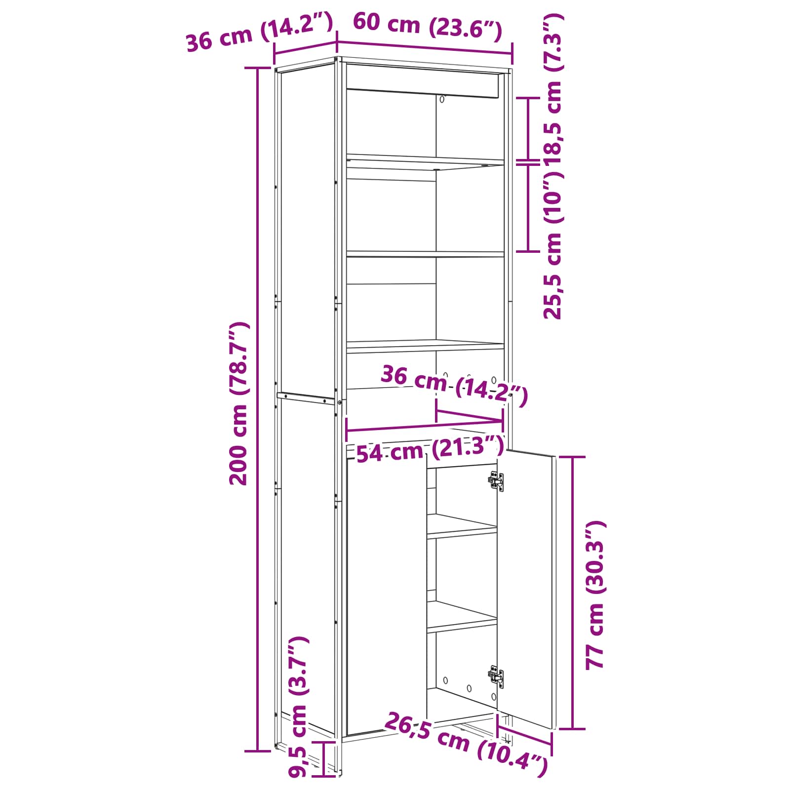 Dulapuri Inalte 2 pcs Stejar artizanal 60 x 36 x 300 cm — imaginea 12