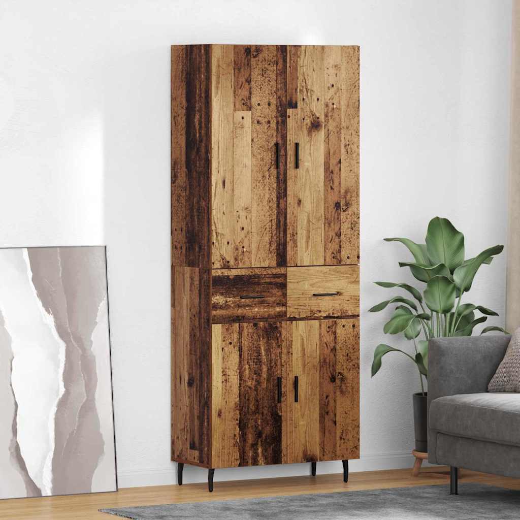 Bufet Lemn Vechi 69,5 x 34 x 180 cm Lemn Stratificat si Sticla — imaginea 2