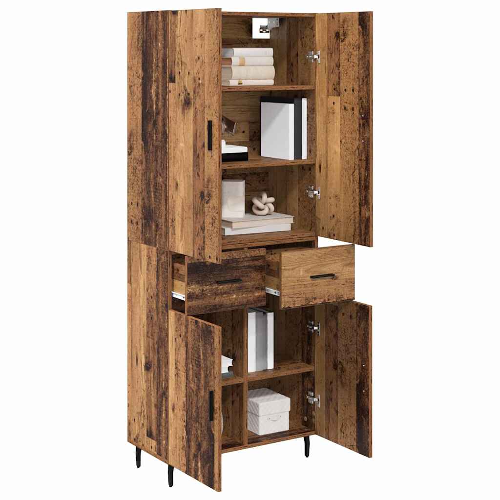 Bufet Lemn Vechi 69,5 x 34 x 180 cm Lemn Stratificat si Sticla — imaginea 4