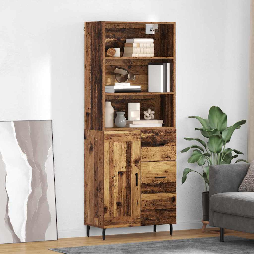 Bufet Lemn Vechi 69,5 x 34 x 180 cm Lemn Stratificat si Sticla — imaginea 2