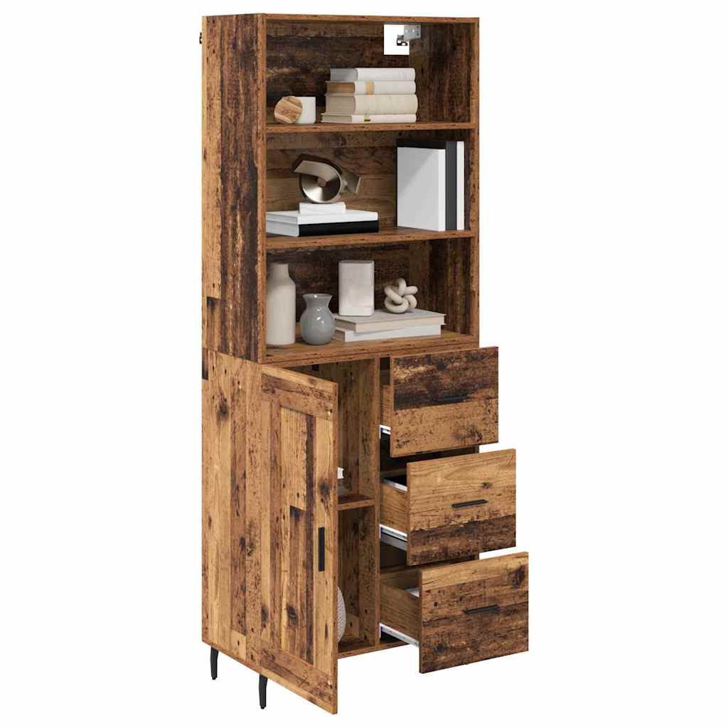 Bufet Lemn Vechi 69,5 x 34 x 180 cm Lemn Stratificat si Sticla — imaginea 4