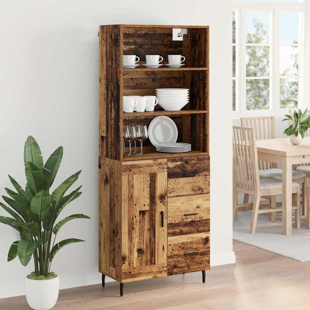 Bufet Lemn Vechi 69,5 x 34 x 180 cm Lemn Stratificat si Sticla — imaginea 5