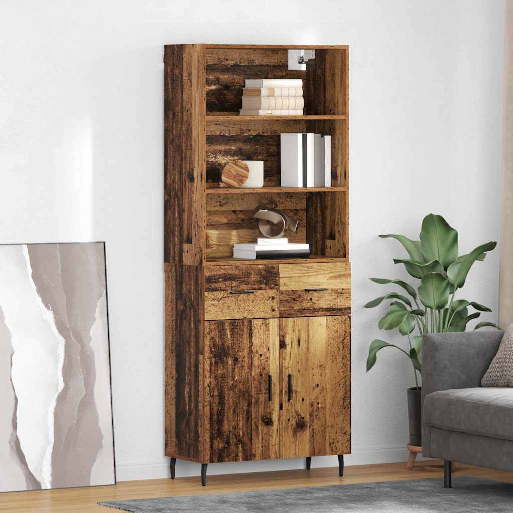 Bufet Lemn Vechi 69,5 x 34 x 180 cm Lemn Stratificat si Sticla — imaginea 2