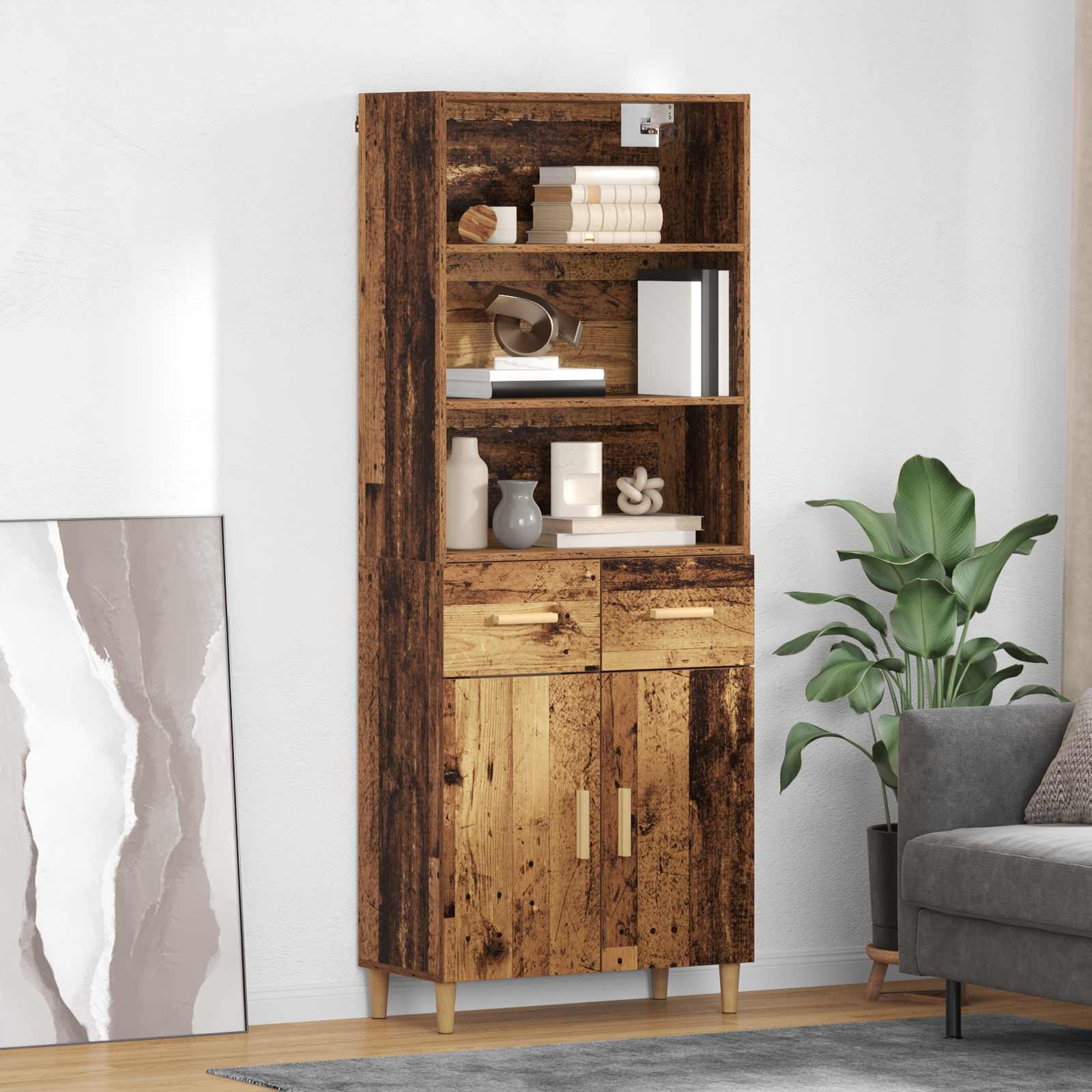 Bufet cu sertar Lemn Vechi 69,5 x 32,5 x 180 cm Lemn compozit — imaginea 2