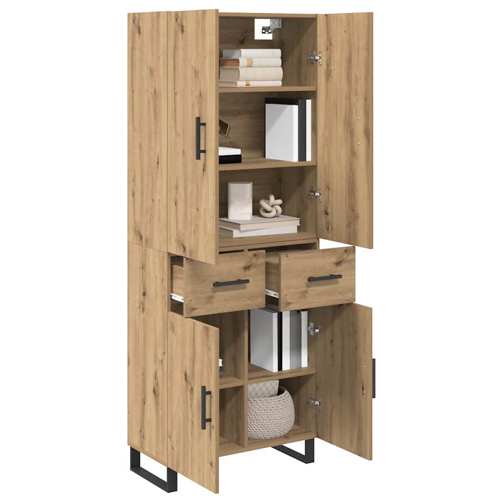 Bufet 2 pcs Stejar Artizanal Lemn Stratificat si Sticla — imaginea 4
