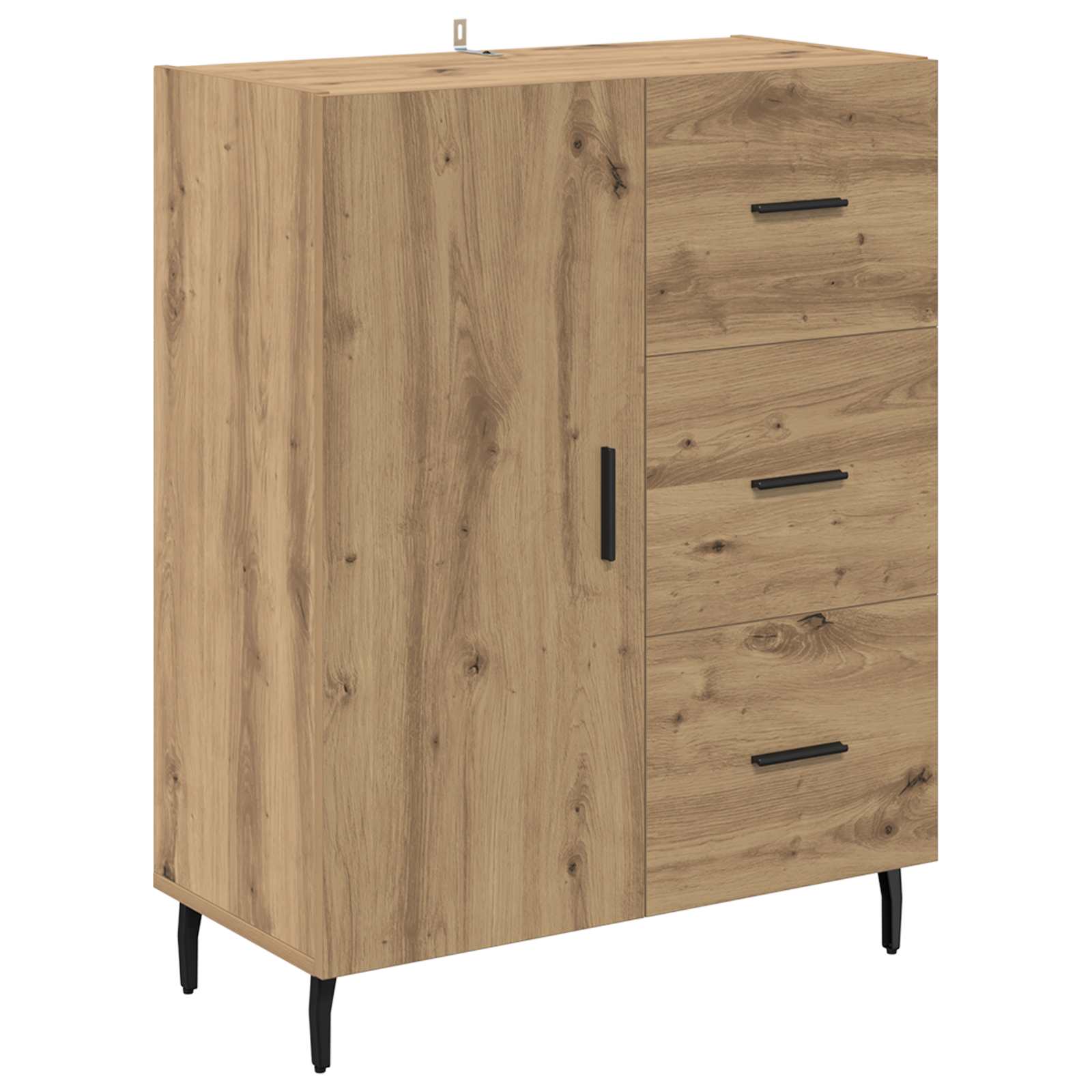 Bufet 2 pcs Stejar Artizanal Lemn Stratificat si Sticla — imaginea 6