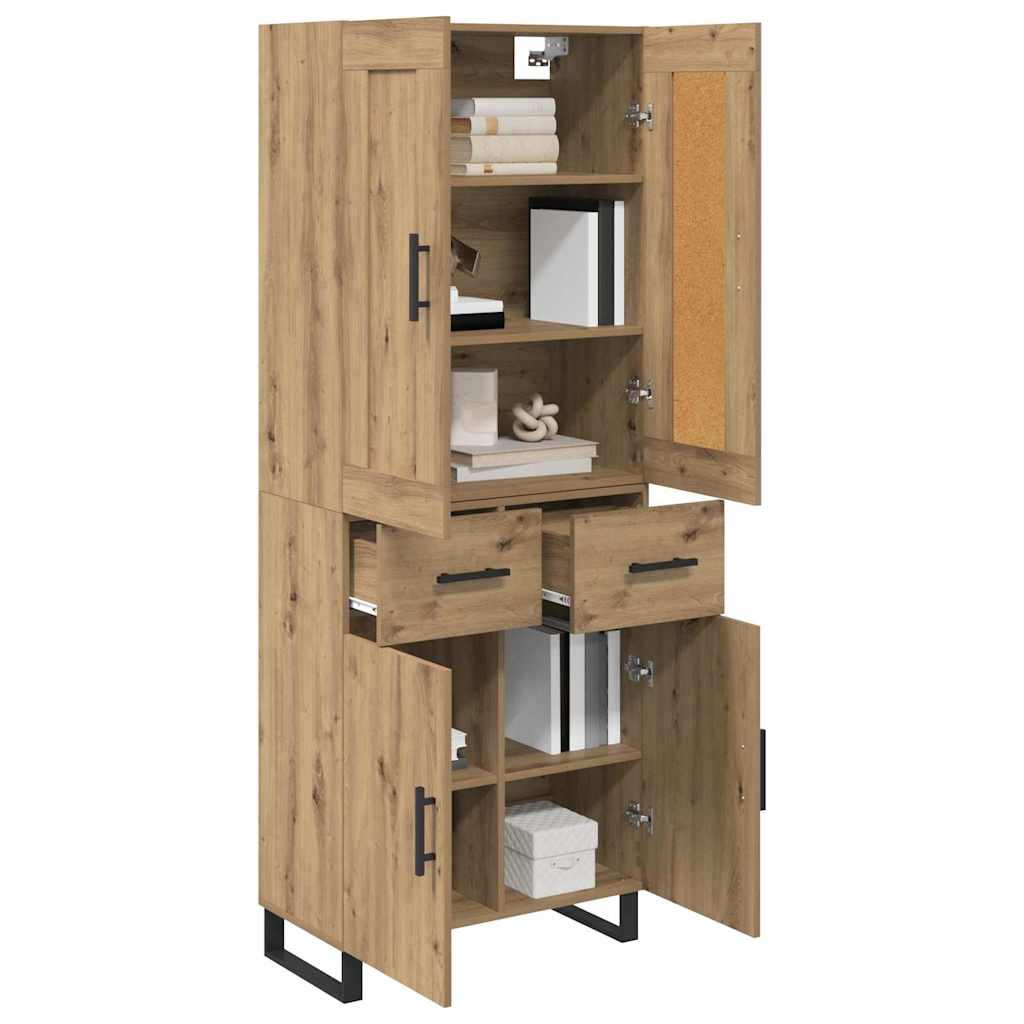Bufet 2 pcs Stejar Artizanal Lemn Stratificat si Sticla — imaginea 4