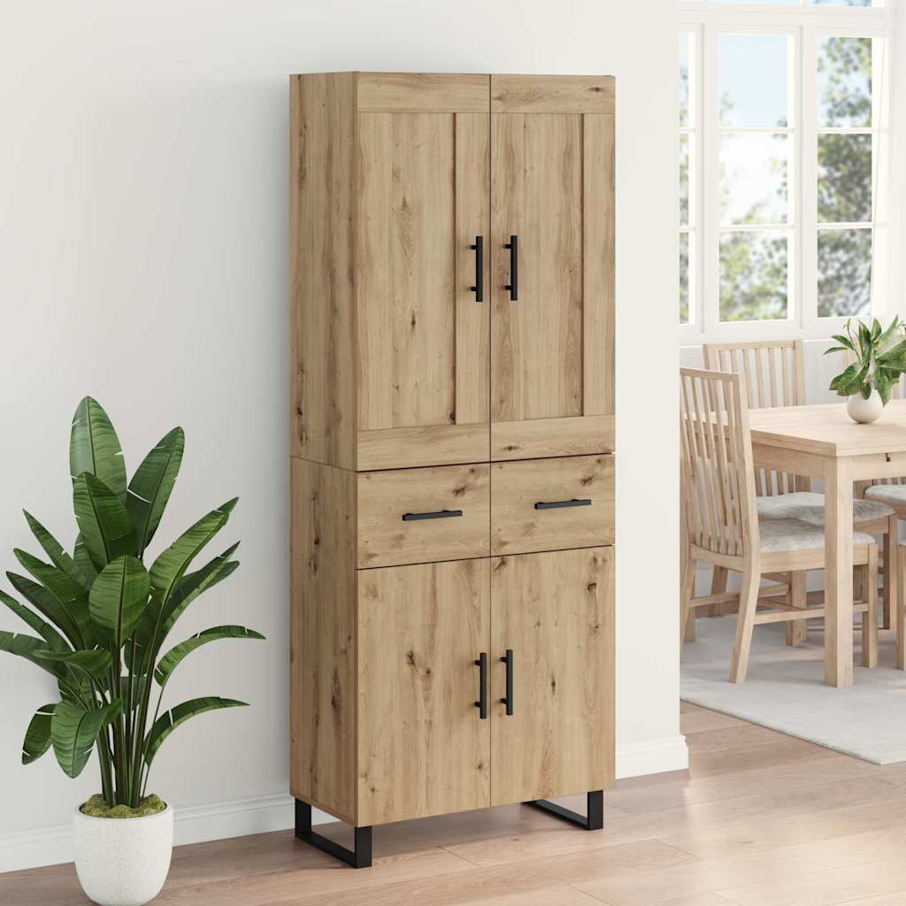 Bufet 2 pcs Stejar Artizanal Lemn Stratificat si Sticla — imaginea 5