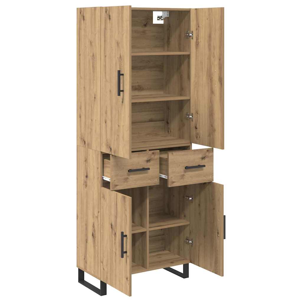 Bufet 2 pcs Stejar Artizanal Lemn Stratificat si Sticla — imaginea 6