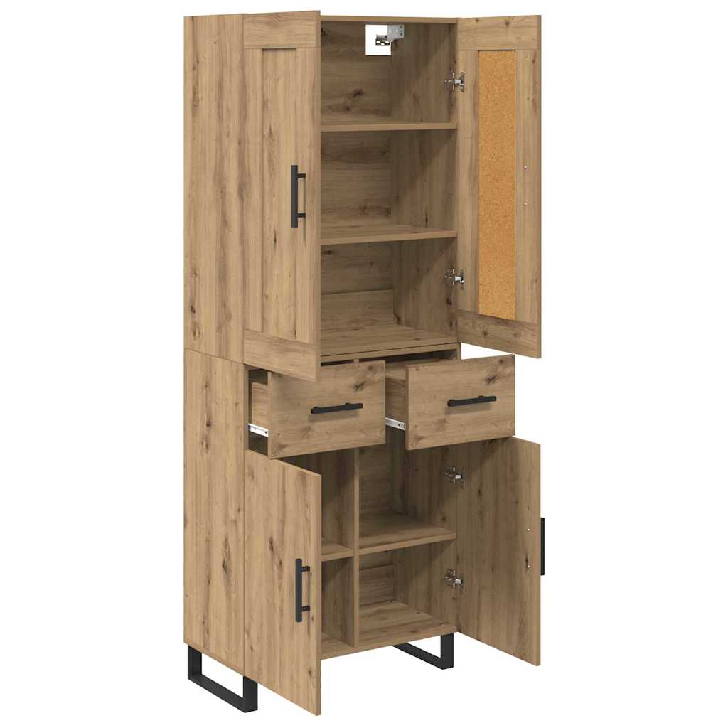 Bufet 2 pcs Stejar Artizanal Lemn Stratificat si Sticla — imaginea 6