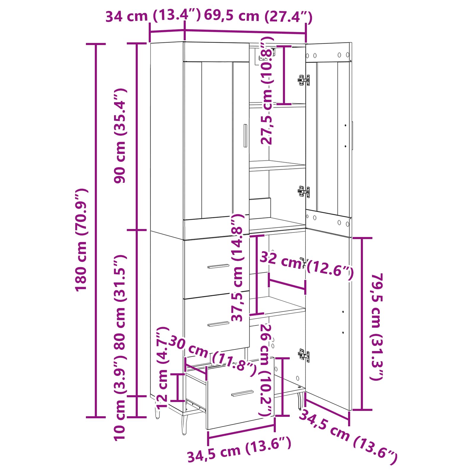 Bufet 2 pcs Stejar Artizanal Lemn Stratificat si Sticla — imaginea 13