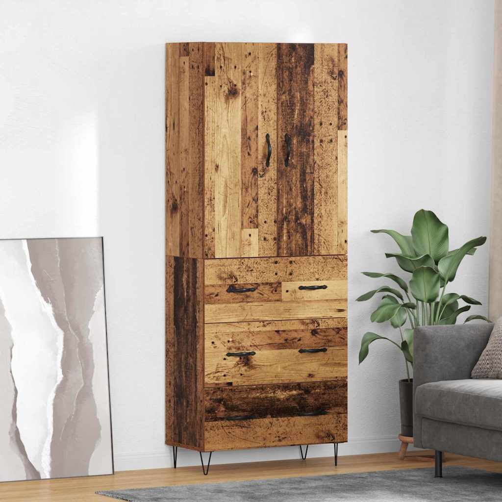 Bufet cu sertar 2 pcs Lemn Vechi Lemn Stratificat si Sticla — imaginea 2