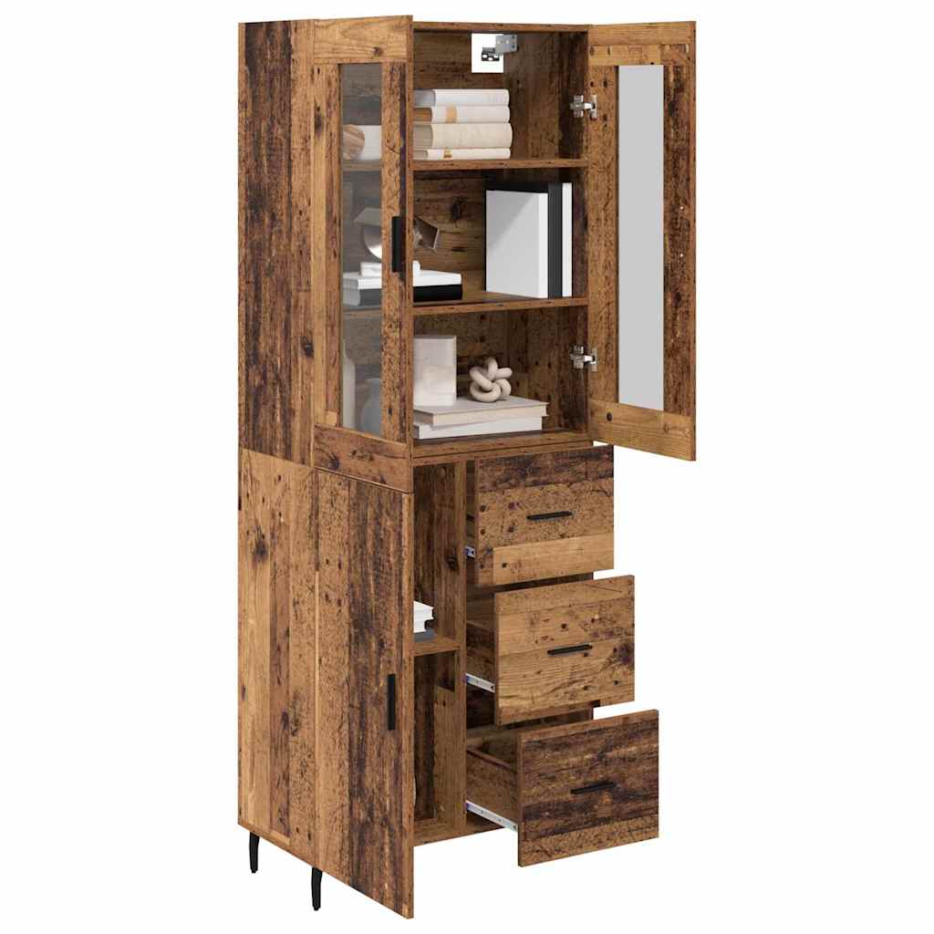 Bufet cu sertar 2 pcs Lemn Vechi Lemn Stratificat si Sticla — imaginea 4