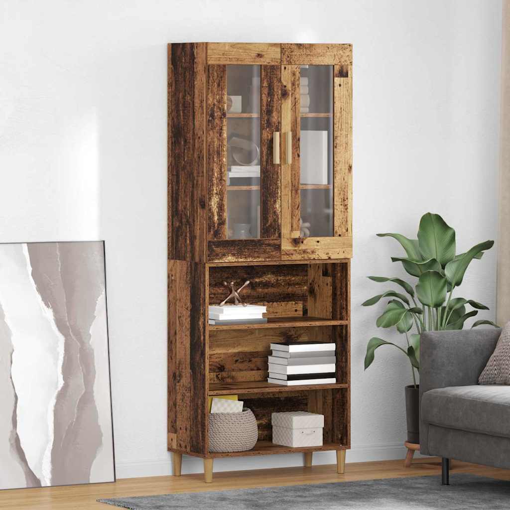 Bufet Lemn Vechi 69,5 x 34 x 180 cm Lemn Stratificat si Sticla — imaginea 2