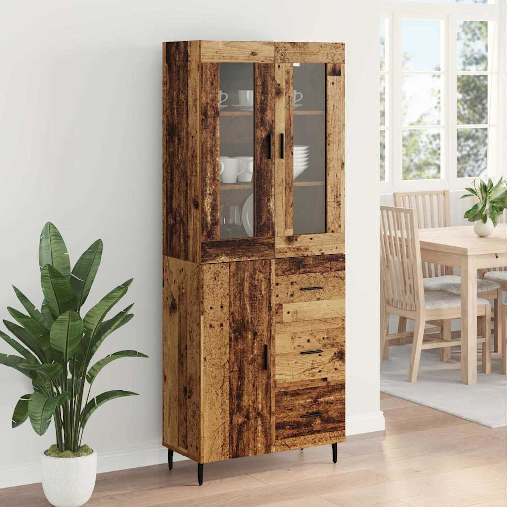 Bufet cu sertar 2 pcs Lemn Vechi Lemn Stratificat si Sticla — imaginea 5