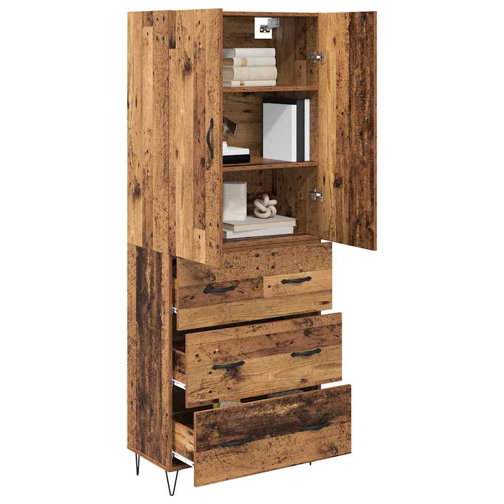 Bufet cu sertar 2 pcs Lemn Vechi Lemn Stratificat si Sticla — imaginea 4