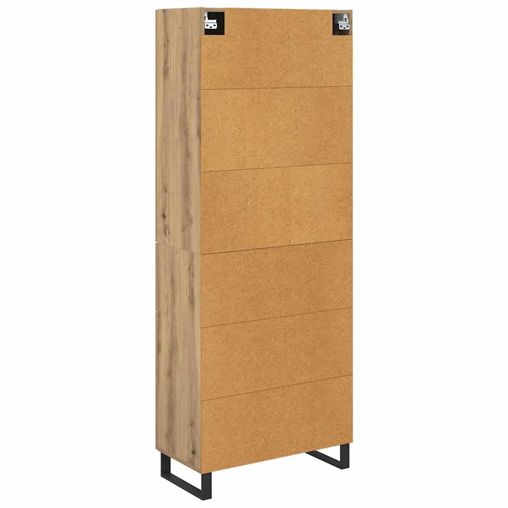 Bufet 2 pcs Stejar Artizanal Lemn Stratificat si Sticla — imaginea 3