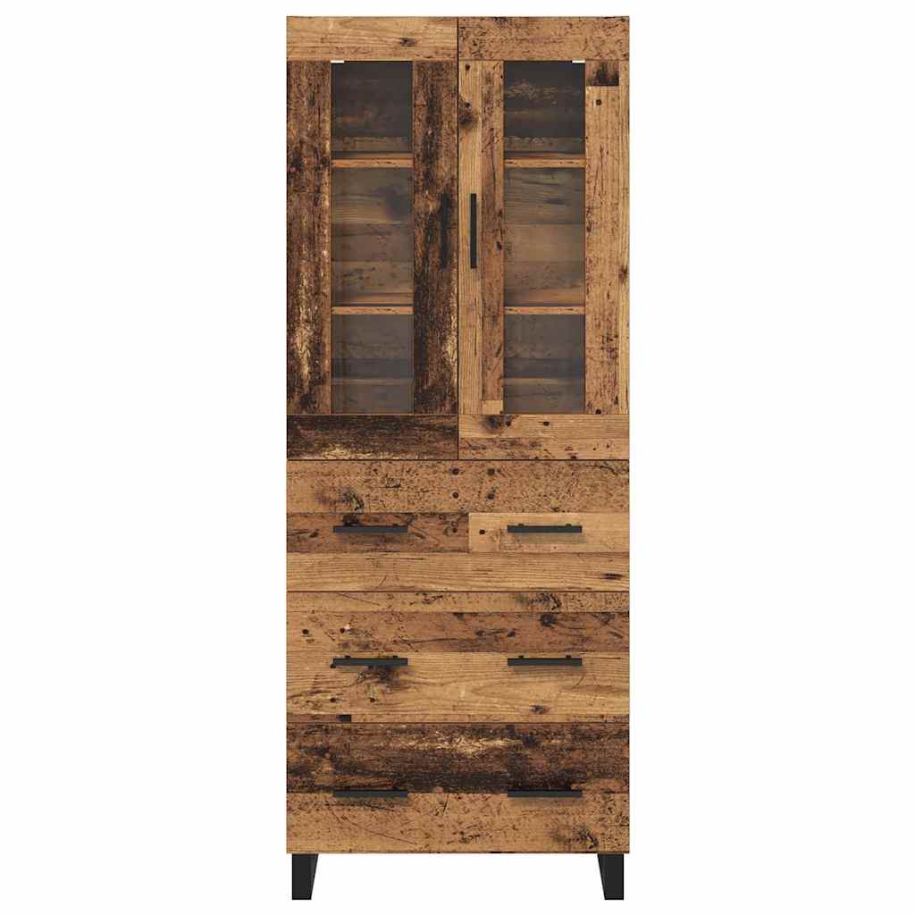 Bufet cu sertar 2 pcs Lemn Vechi Lemn Stratificat si Sticla — imaginea 9