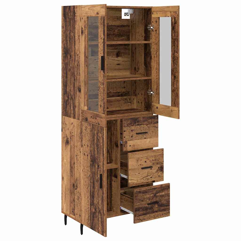 Bufet cu sertar 2 pcs Lemn Vechi Lemn Stratificat si Sticla — imaginea 6