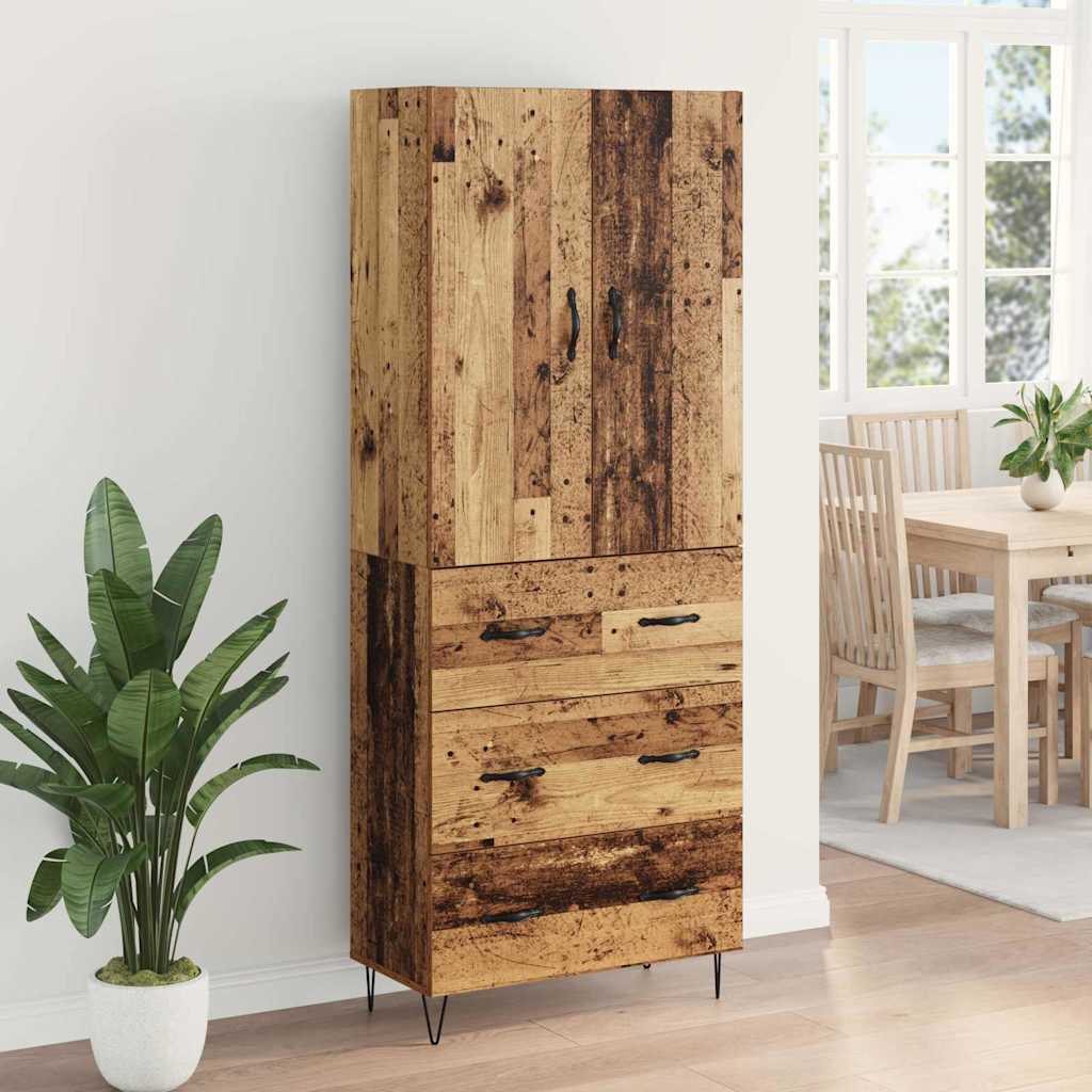 Bufet cu sertar 2 pcs Lemn Vechi Lemn Stratificat si Sticla — imaginea 5