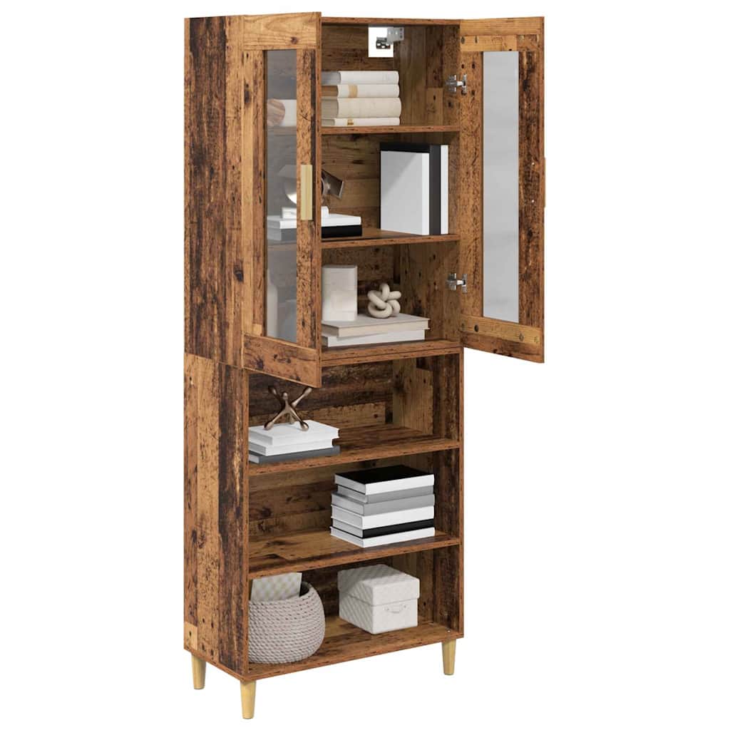 Bufet Lemn Vechi 69,5 x 34 x 180 cm Lemn Stratificat si Sticla — imaginea 4